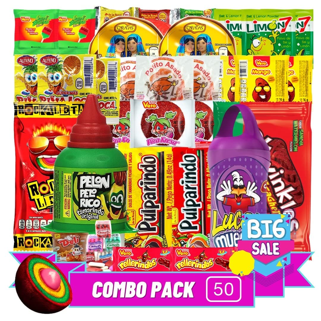 Las Posadas Mex. LLC Mexican Candy Assortment (50 Counts) – Mexican Candies – Spicy, Sweet, Sour Dulces Mexicanos Assortment Pack – Authentic Mexican Snacks for Kids and Adults (La Guera 50)