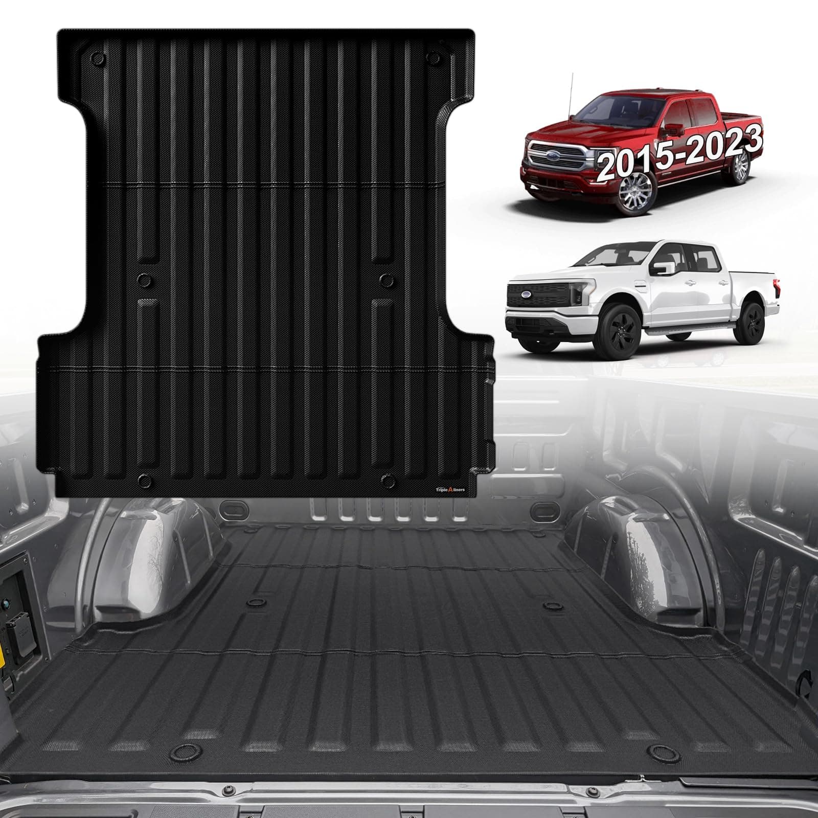 Truck Mat Compatible with 2015-2023 Ford F150 & Lightning 5.5FT Accessories, Truck Bed Mat Heavy Duty Custom Fit All Weather Protection TPE Pickup Liner