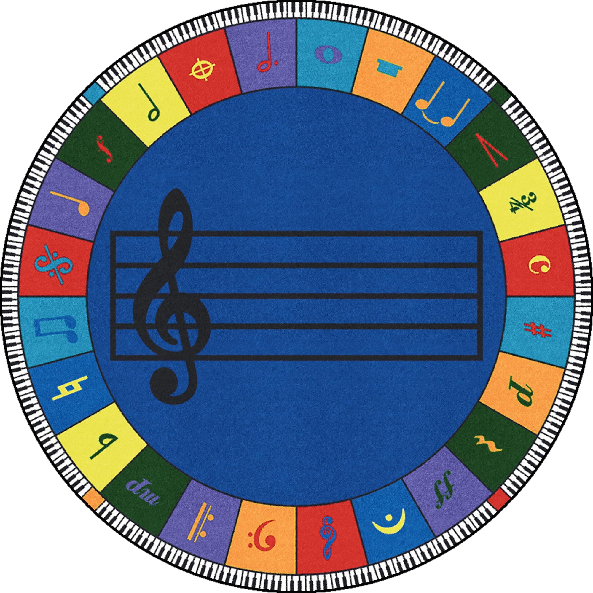 Joy Carpets Note Worthy Elementary Rug, Multi, 7'7" Round