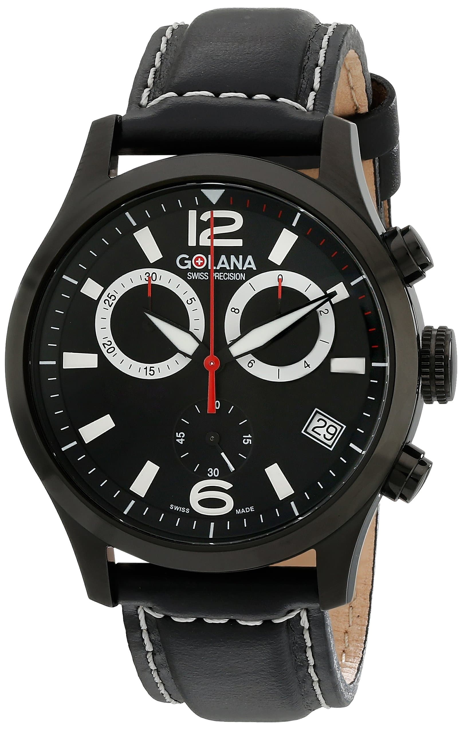 Golana Swiss Men's AE210-1 Aero Stainless Steel Leather Chronograph Watch