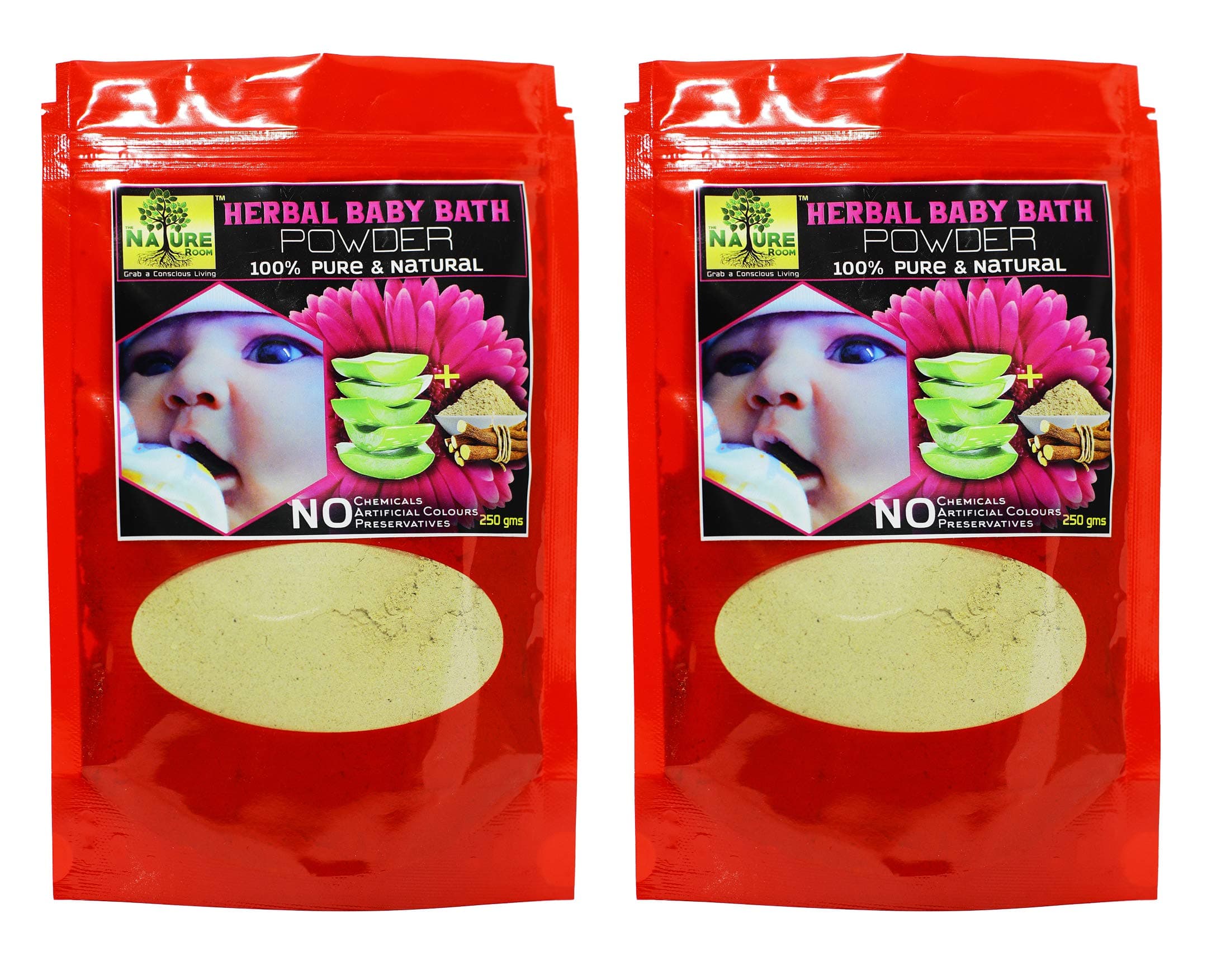 Herbal Bath Powder (Sunnipindi) Ubtan 250Gms for Babies (Pack of 2) of THE NATURE ROOM Premium - Skin Lightening & Softening - Ancient Ayurvedic Healing Enriched with Aloevera & liquorice