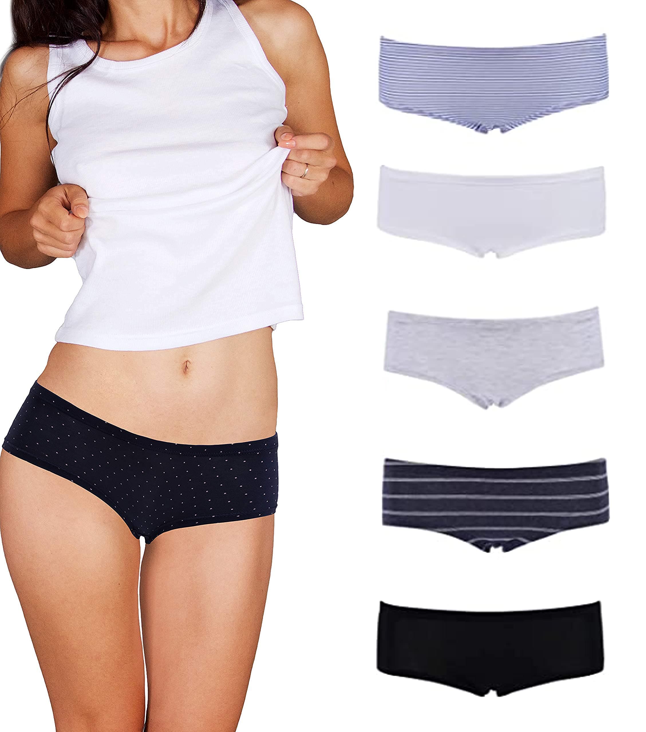Emprella5 or 8 Pack Boy Shorts Underwear for Women, Soft Cotton Womens Panties