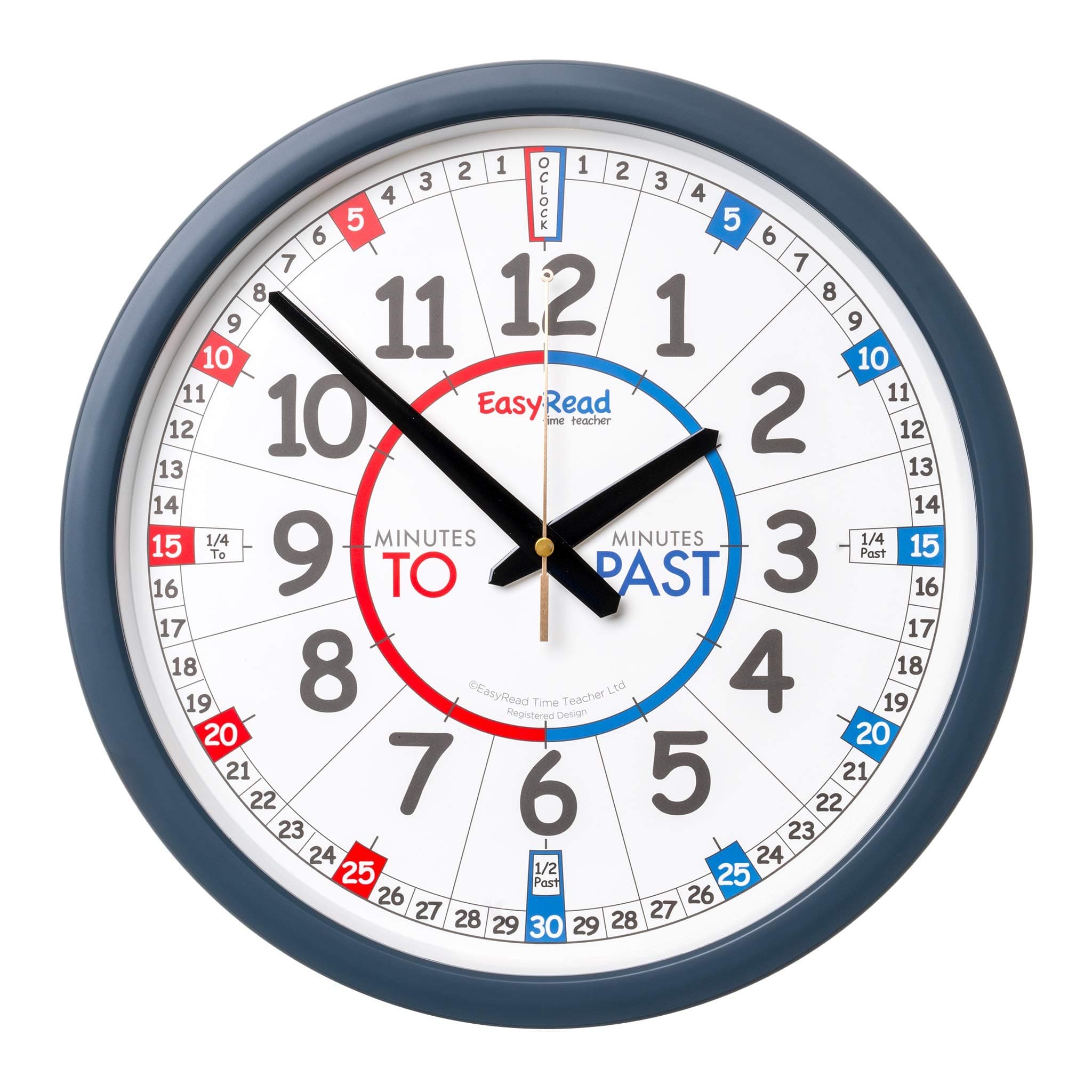 EasyRead Time Teacher Kids Wall Clock - Learn The Time Children's Clocks - Teaching Clocks For Children For Classroom, Bedroom, Home-schooling - Learning Clock For Kids (35cm)