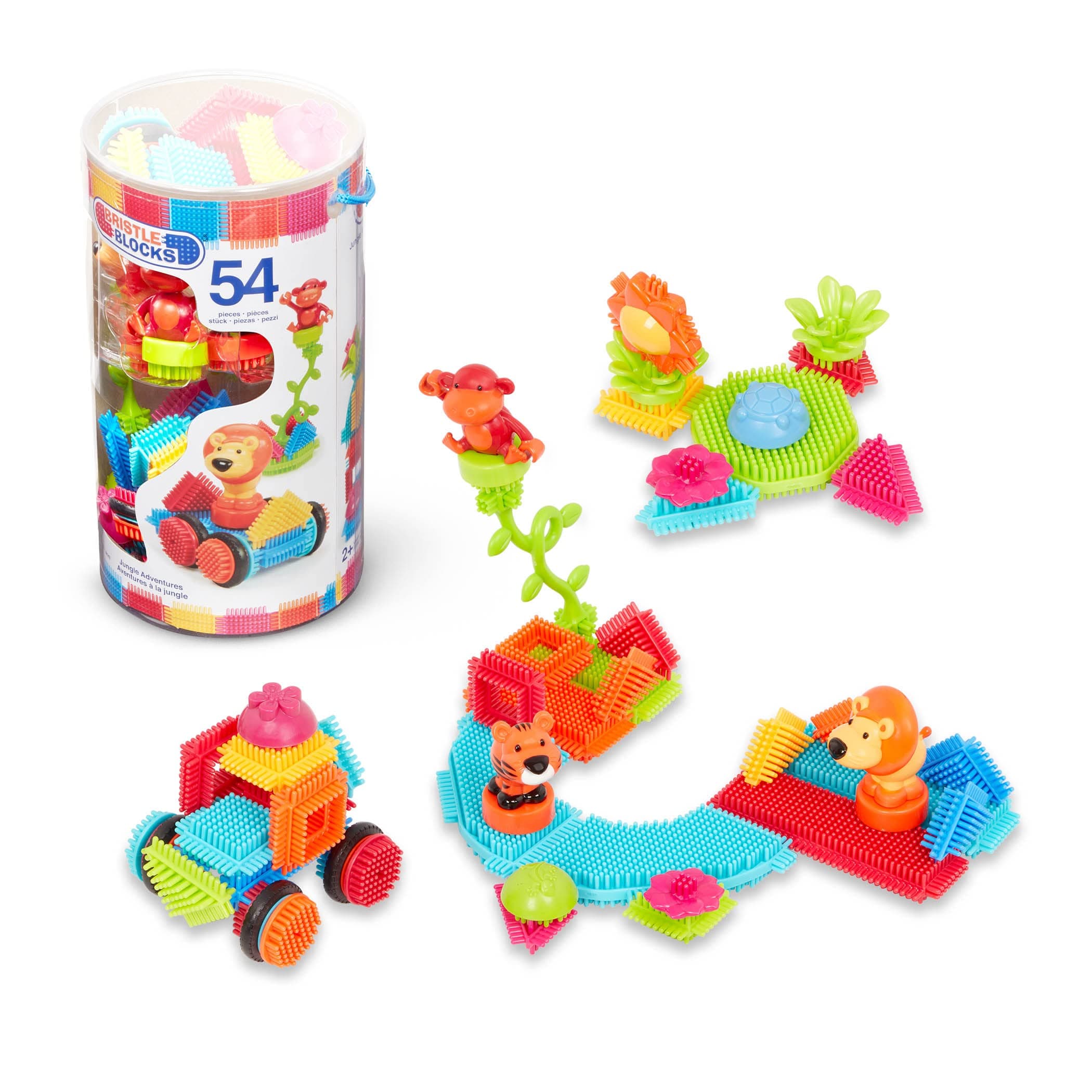 Battat – Bristle Blocks – STEM Interlocking Building Blocks – 54 Pieces Playset – Reusable Storage Bucket – Developmental Toys for Toddlers & Kids – Jungle Advetures – 2+ Years