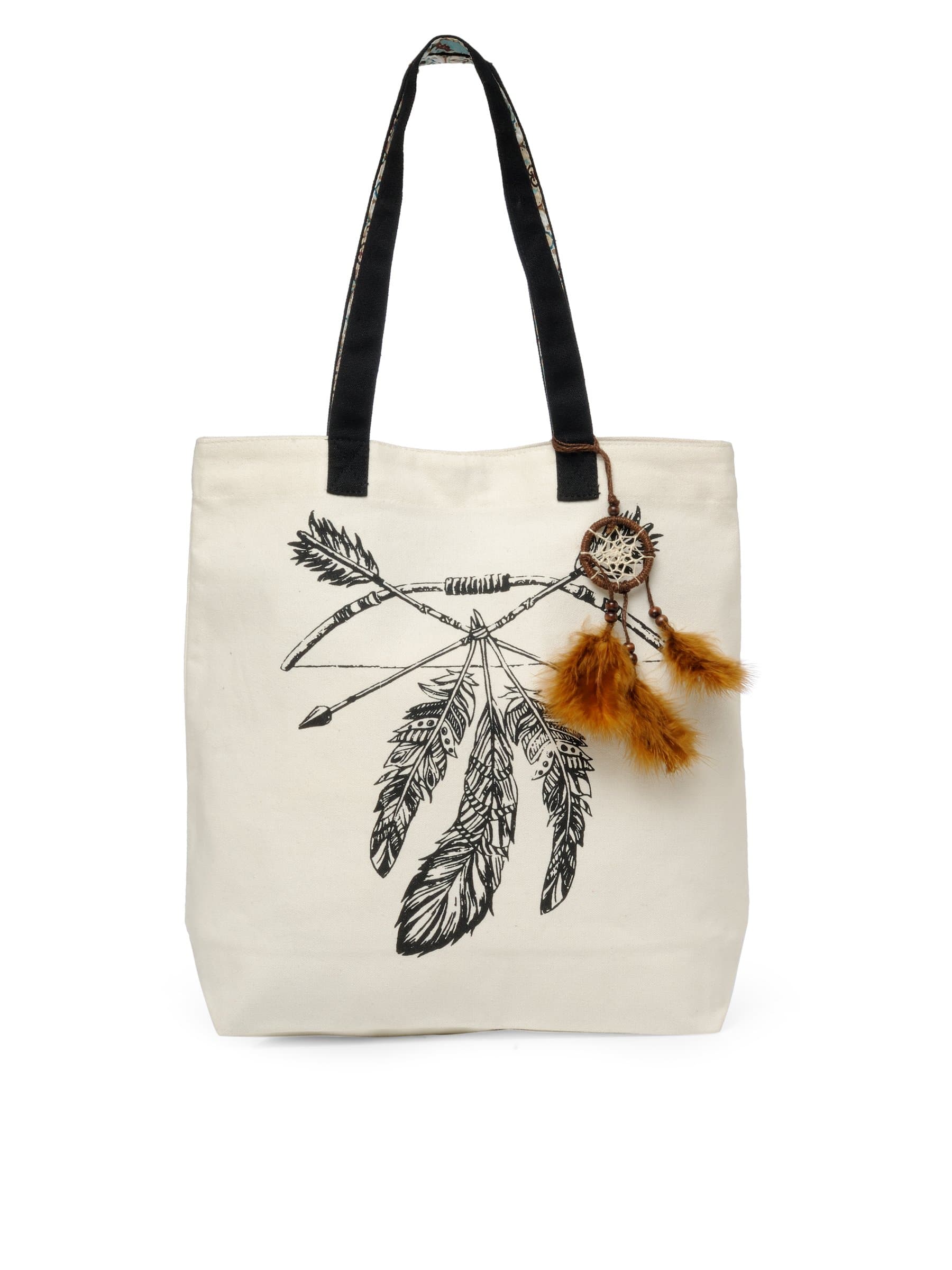 The House of tara Cotton Canvas Tote Bag | Magnetic Closure & a Safety Pocket | Stylish Shoulder Bag for College & Daily Use | Digital Printed Design | With Tassel | For Women & Girls