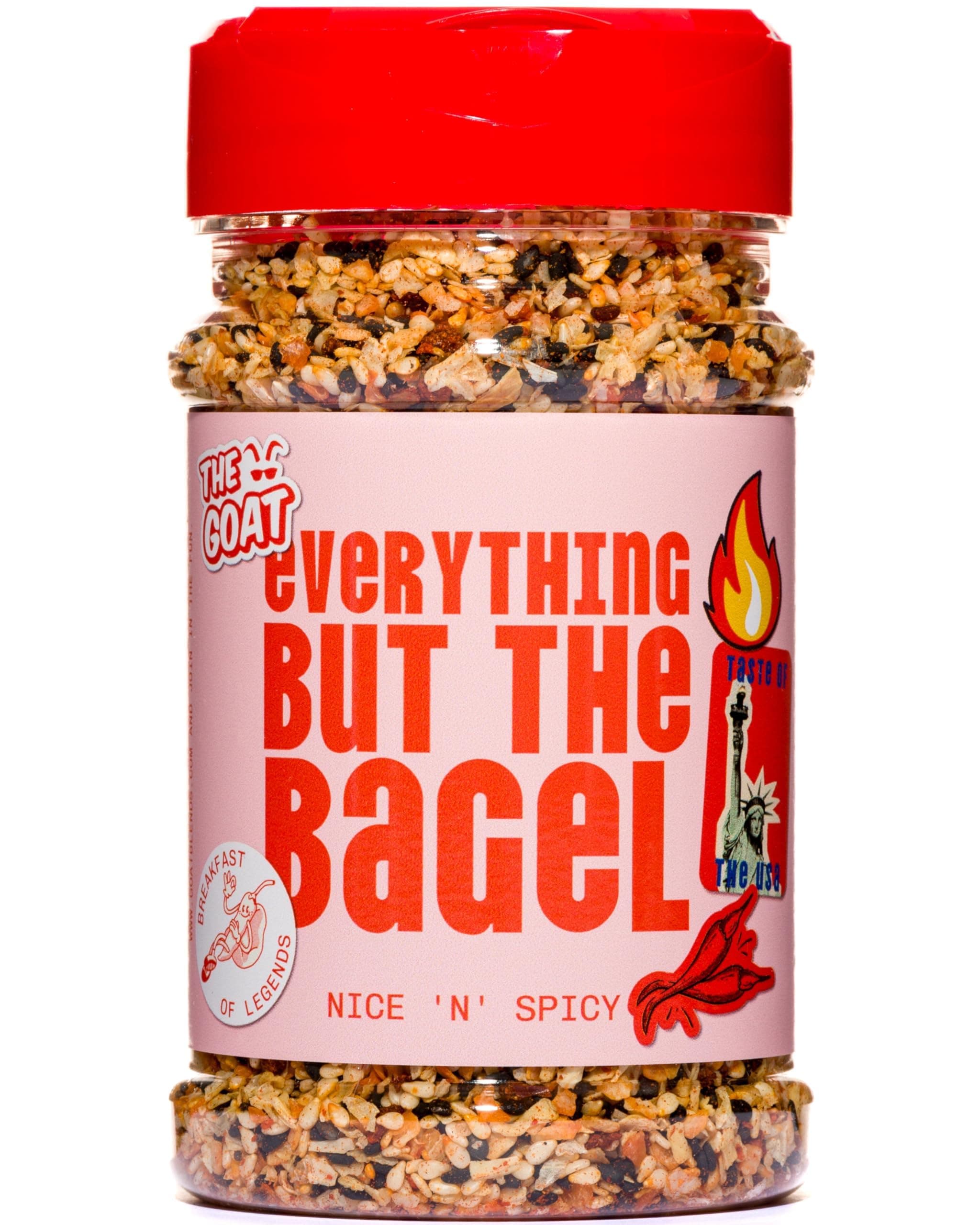 The GOAT Spicy Everything But The Bagel Seasoning Jumbo 180g Shaker - All Purpose Finishing Spice for Meat and Vegetables with Crunchy Sesame and Poppy Seeds, Gourmet Artisan UK Made Blend