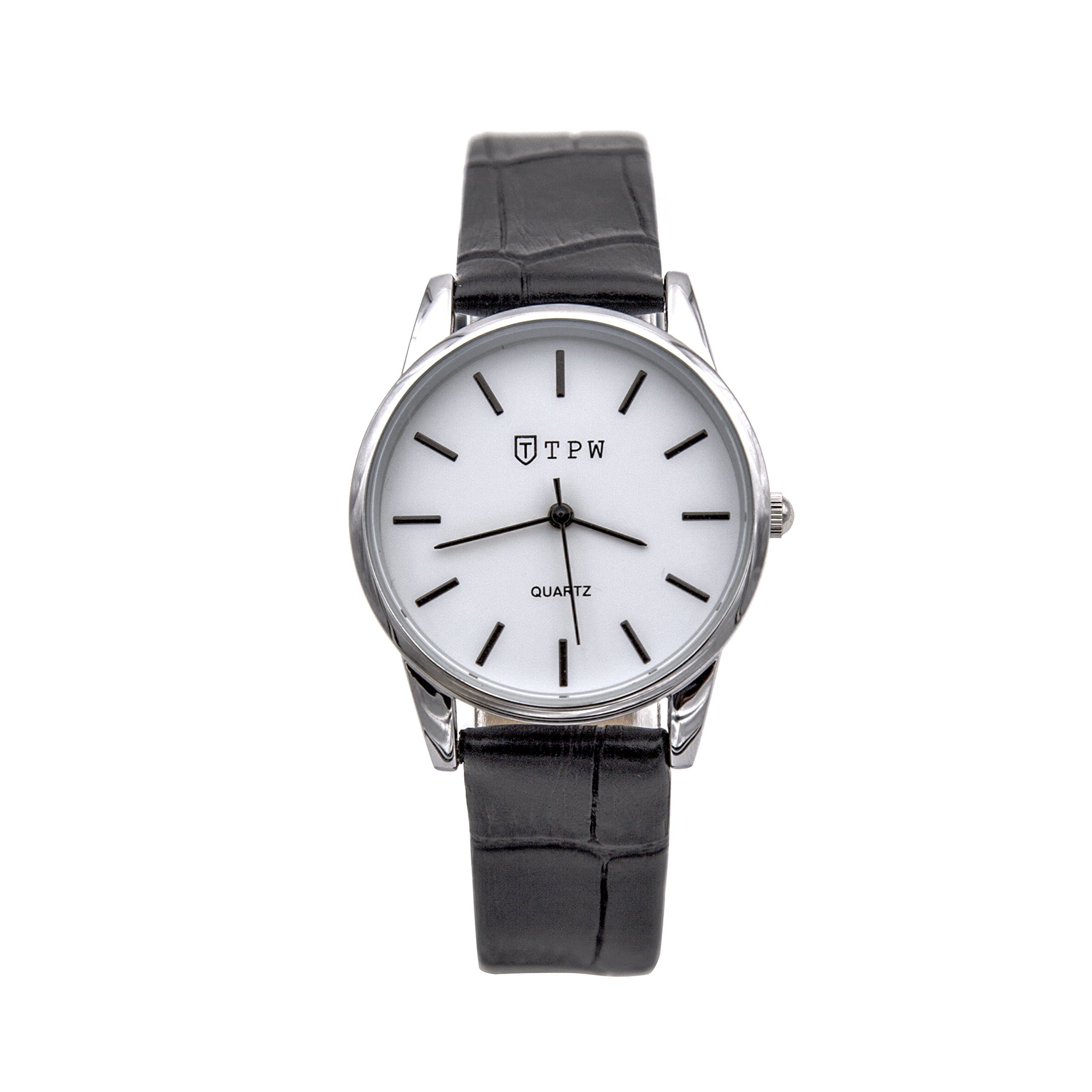 TPW Women’s Analog Quartz Waterproof Wrist Watch with Stainless Steel Case and Leather Strap