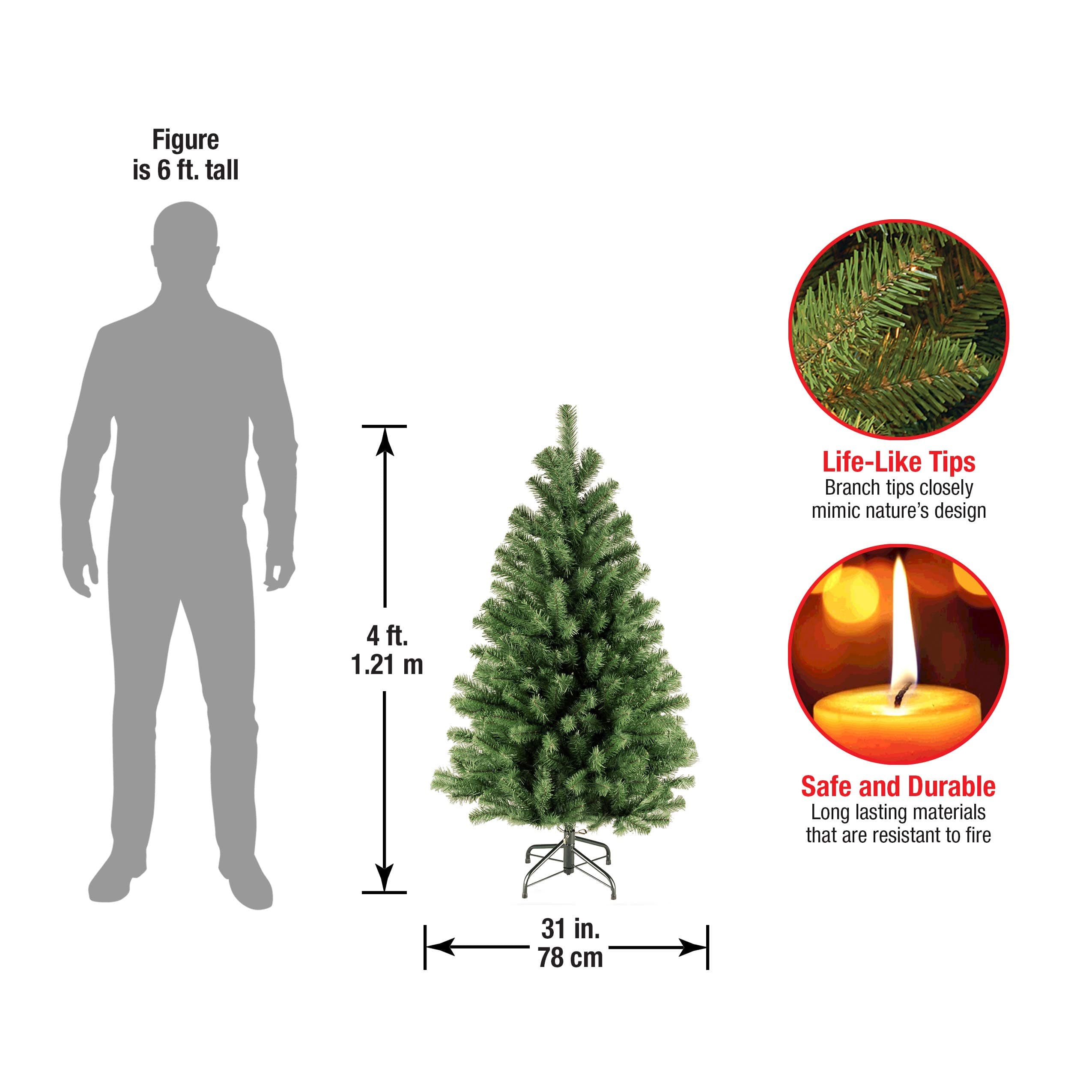 National Tree Company Artificial Full Christmas Tree, Green, North Valley Spruce, Includes Stand, 4 Feet