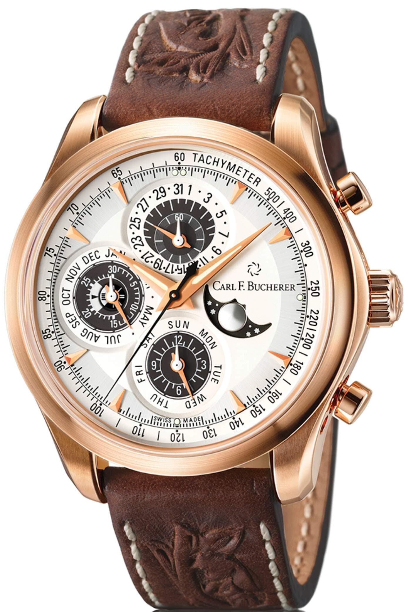 Carl F Bucherer Limited Edition 18K Rose Gold Manero Chronograph Perpetual Automatic