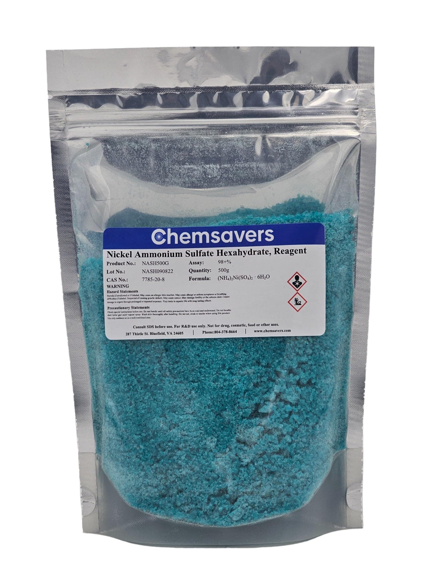 Nickel Ammonium Sulfate Hexahydrate, Reagent, 98+%, 500g