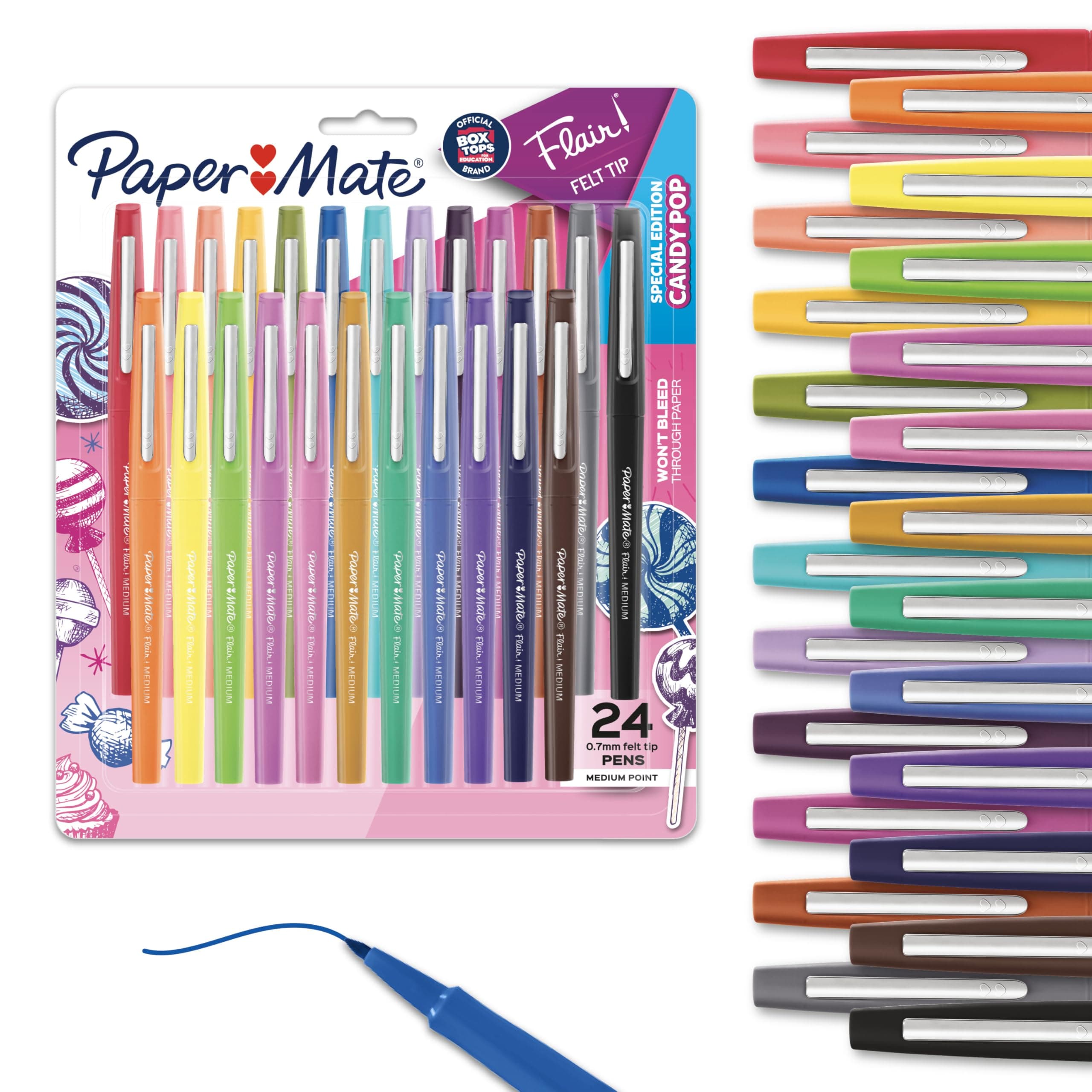 Paper Mate Felt Tip Pens Flair Marker Pens, Medium Point, Assorted, 24 Count