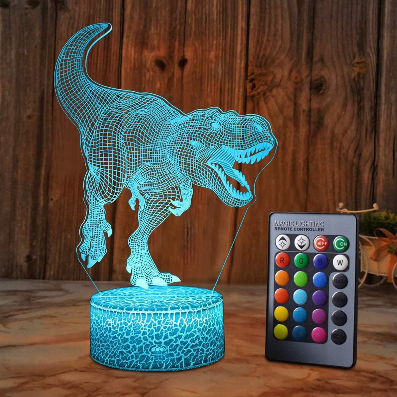 Dinosaur 3D Illusion Lamp for Boy Dinosaur Lamp 16 Colors with Remote Control Smart Touch Night Light Best Christmas Birthday Gift for Boy Girl Kids Age 5 4 3 1 6 2 7 8 9 10 11 Years Old