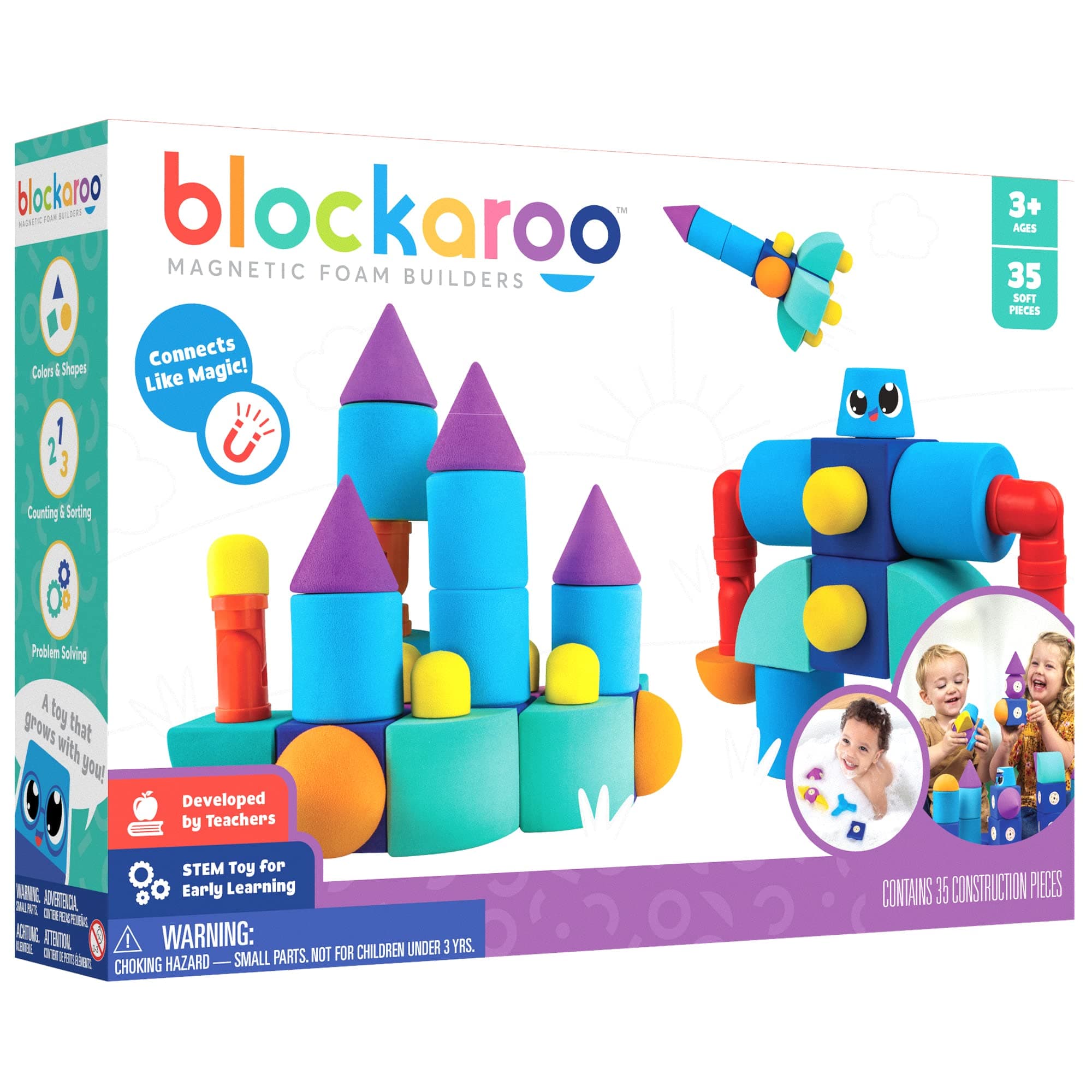 Blockaroo Magnetic Foam Blocks Large Castle, Multi Color, mmbllgcastle