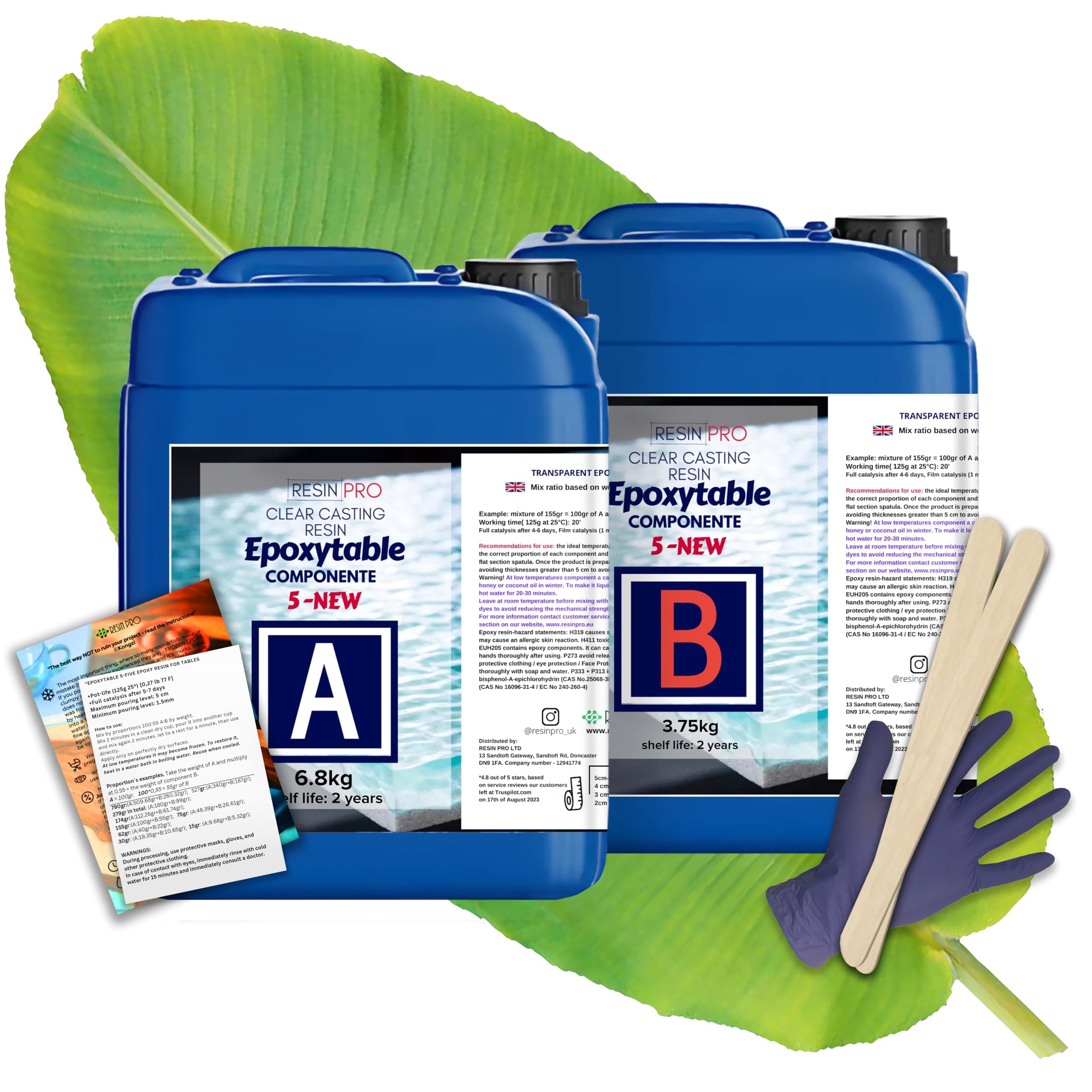 10,55 Kg Epoxy Resin Epoxytable Five Ideal for creating River Table, Furniture, Clear Casting, Countertops 5 cm, Jewellery and Artistic Creations, Non-toxic Certified, Technical Assistance in English