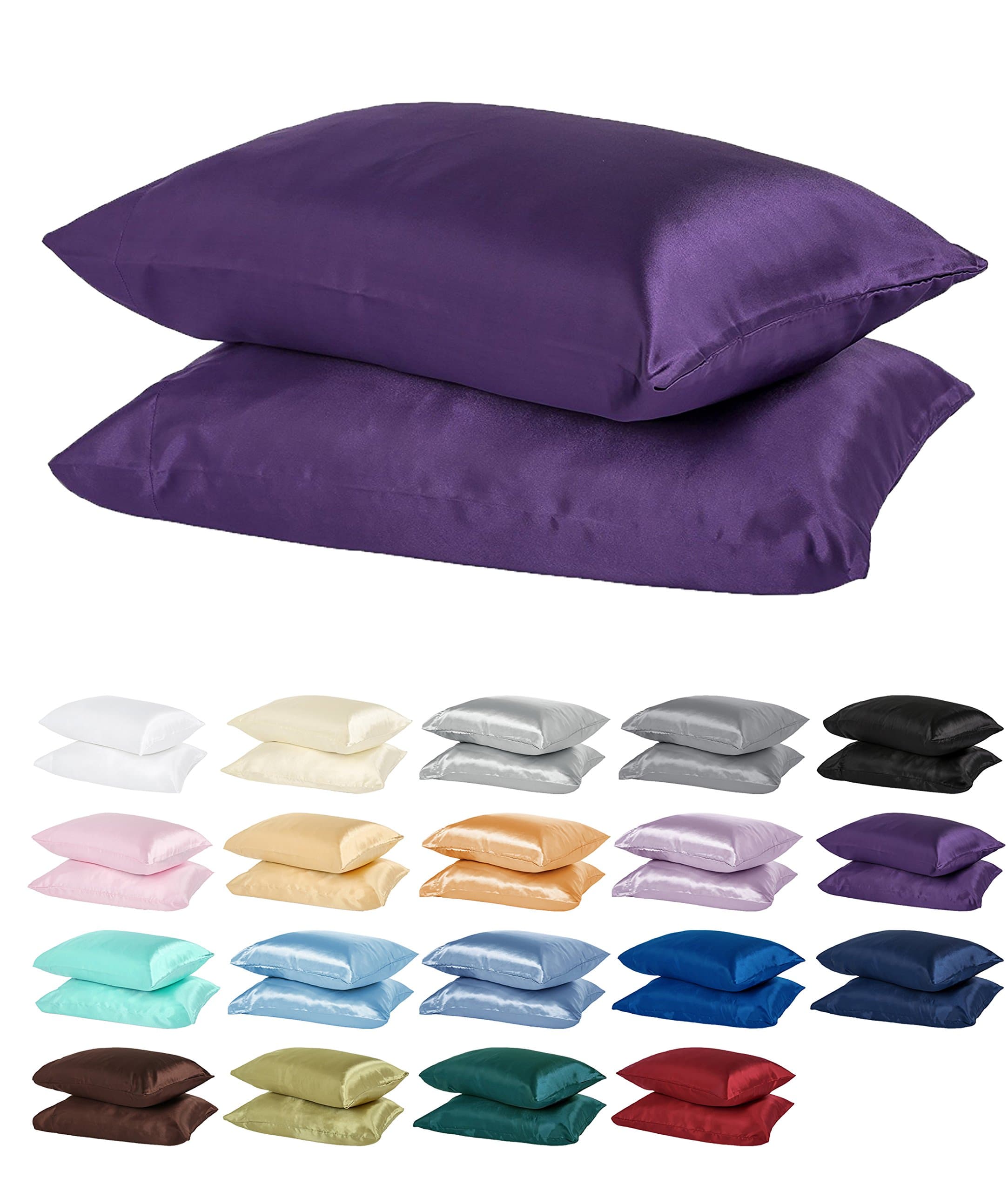 DreamHome Silky Soft Satin Pillowcase Pair