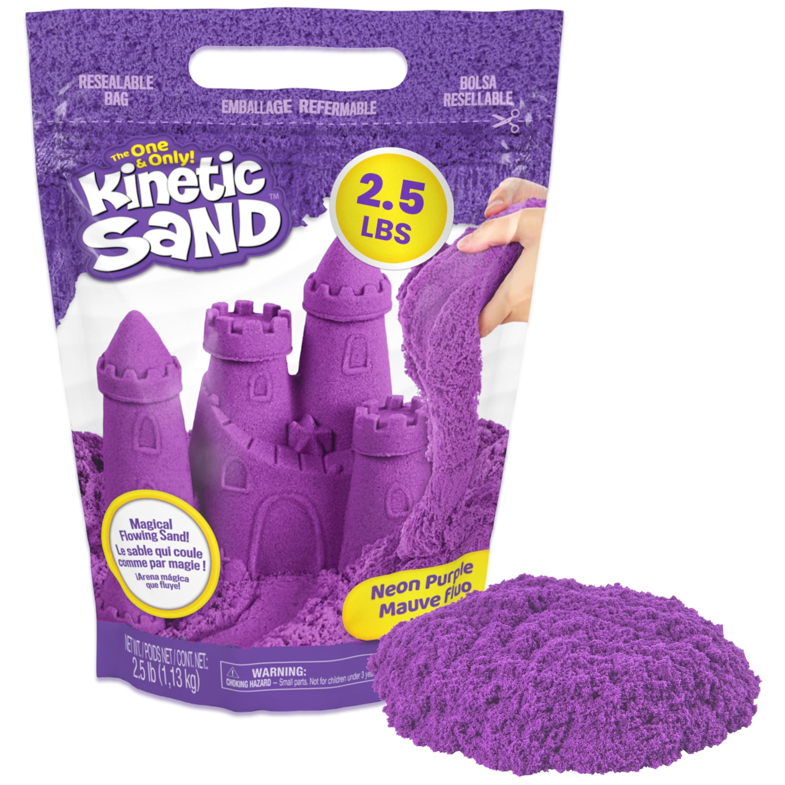 2.5lbs Purple Play Sand, Amazon Exclusive, Easter Basket Stuffers, Moldable Sensory Toys for Kids, Resealable Bag (Packaging May Vary)