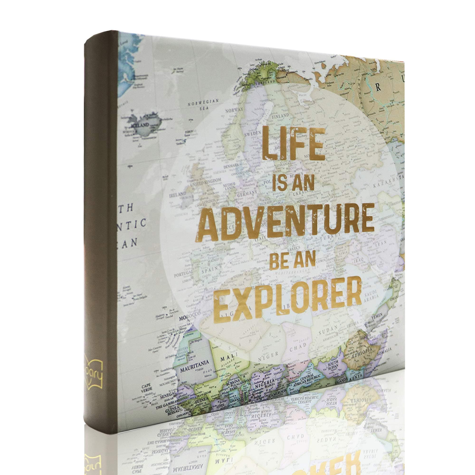 Photo Album 4x6 160 Photos Two Pictures Per Page, Memo Writing Area for Each Pocket, 160 Pockets 4”x6”, Printed Book Cover Travel Design World Map Adventure Vacation