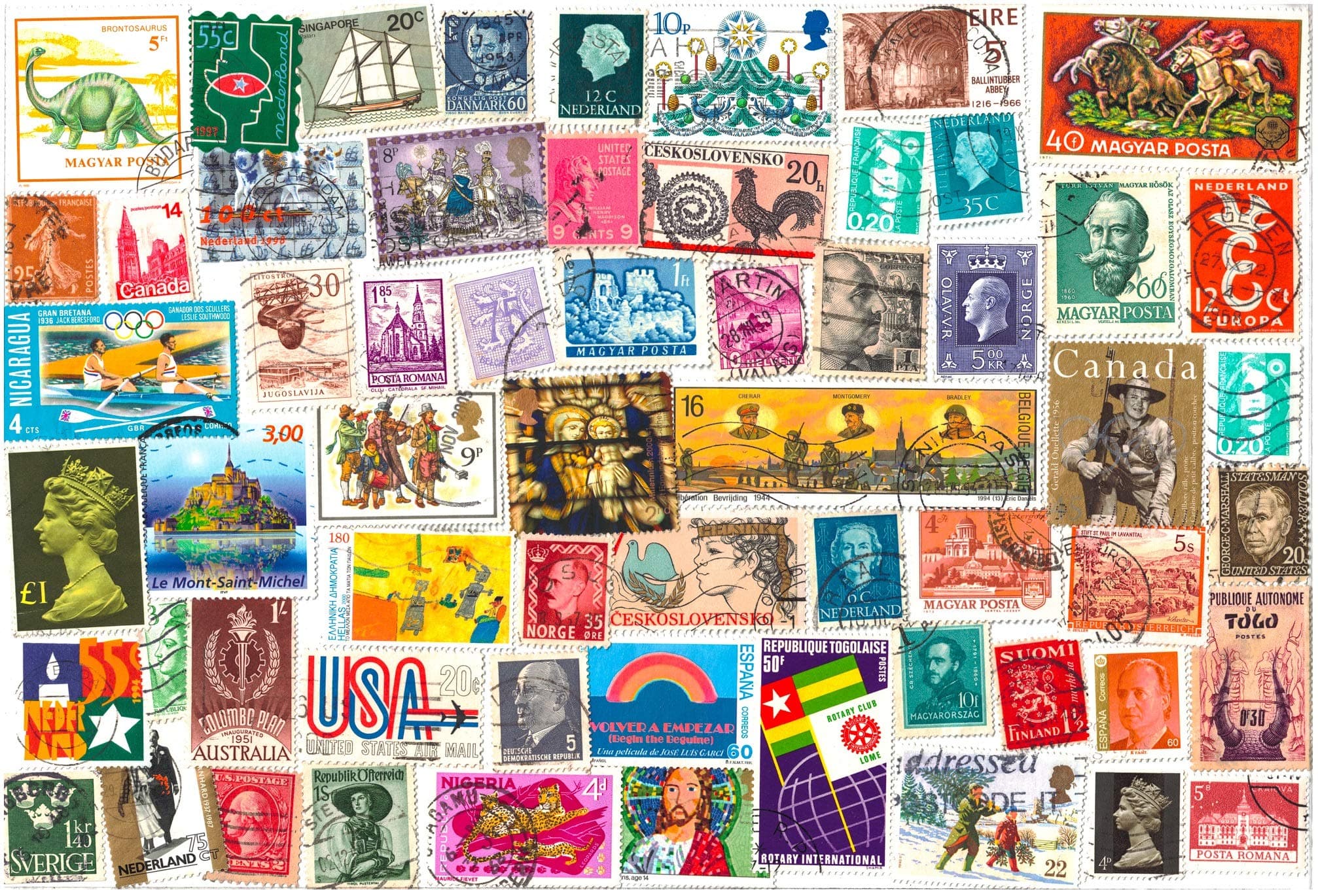 1000 STAMPS FROM WORLD COUNTRIES. MIXED PHILATELY, USED POSTAGE STAMPS OFF PAPER