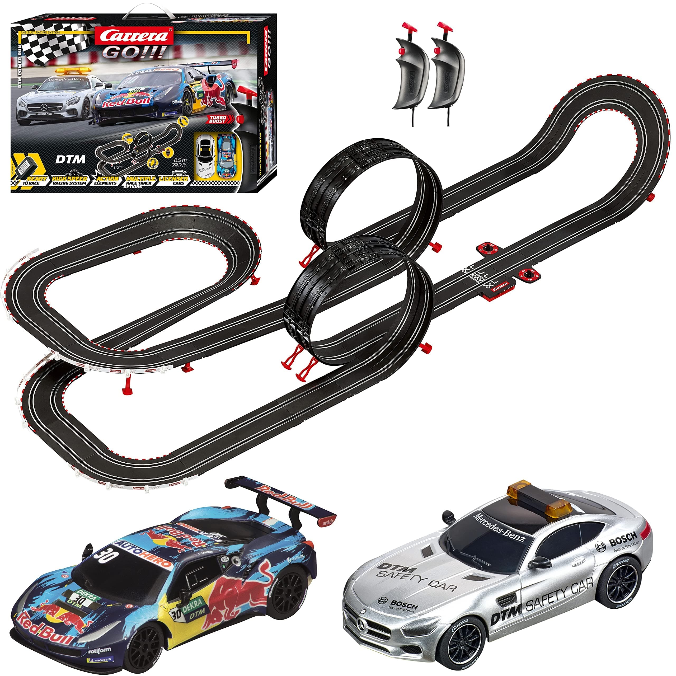 CarreraGO!!! Electric Powered Slot Car Racing Kids Toy Race Track Set 1:43 Scale, DTM Power Run