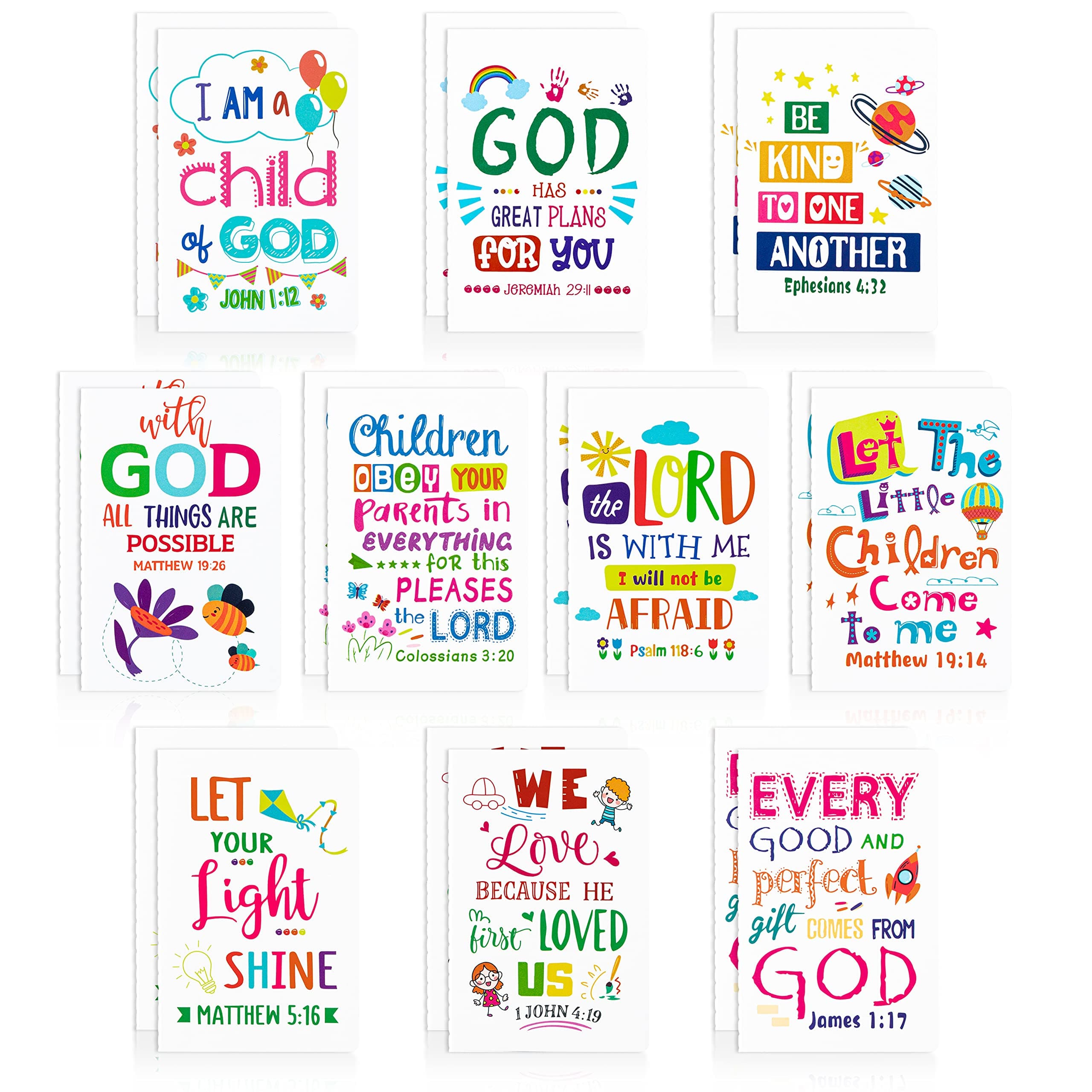 20Pcs Bible Verse Notepad for Kids Bulk Religious Inspirational Notebooks Mini Colorful Daily Prayer Faith Journals Christian Scripture Quotes Small Pocket Notepads for Sunday School Classroom Home