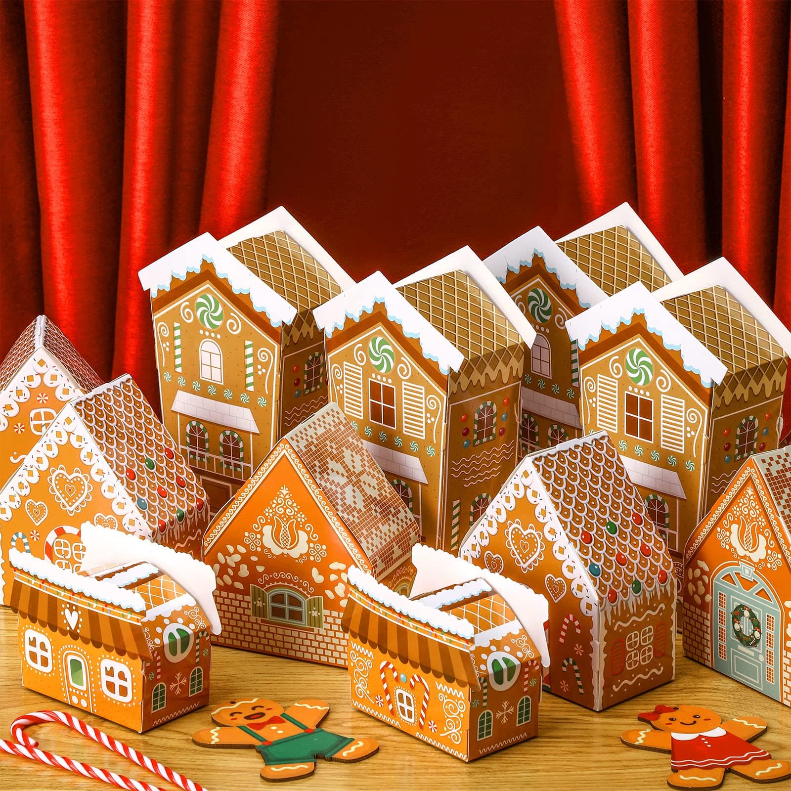 Yinder 25 Pcs Christmas Advent Calendar Gingerbread House Decoration Christmas Countdown Cardboard House Calendar for Xmas Parent Gift Festive