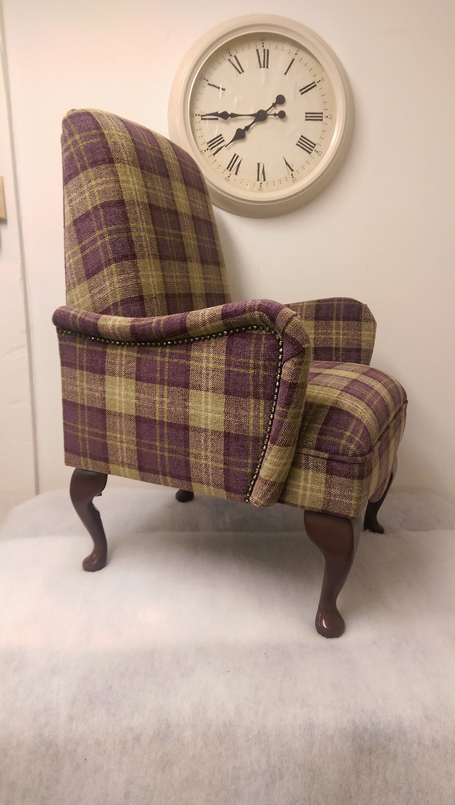 Metro Furniture Shabby Chic Plum Lana Tartan Bedroom Chair with Arms