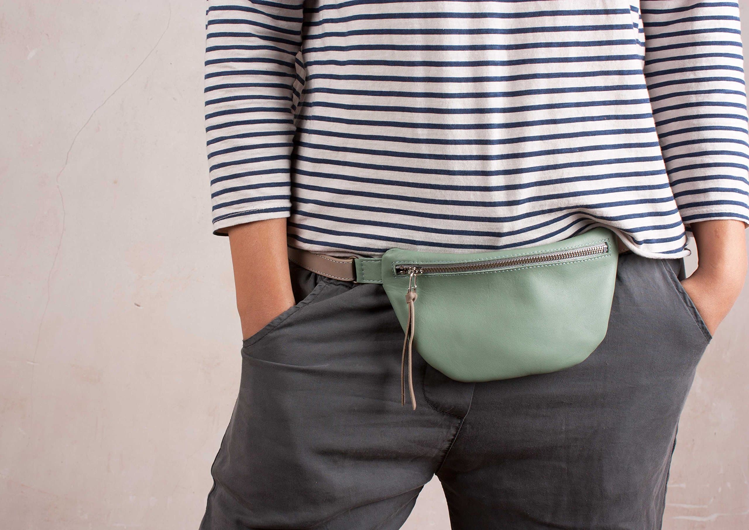 Small Leather Fanny Pack, leather Waist bag, women fanny pack, small belt bag, waist purse, cute fanny pack, green bum bag, leather hip bag