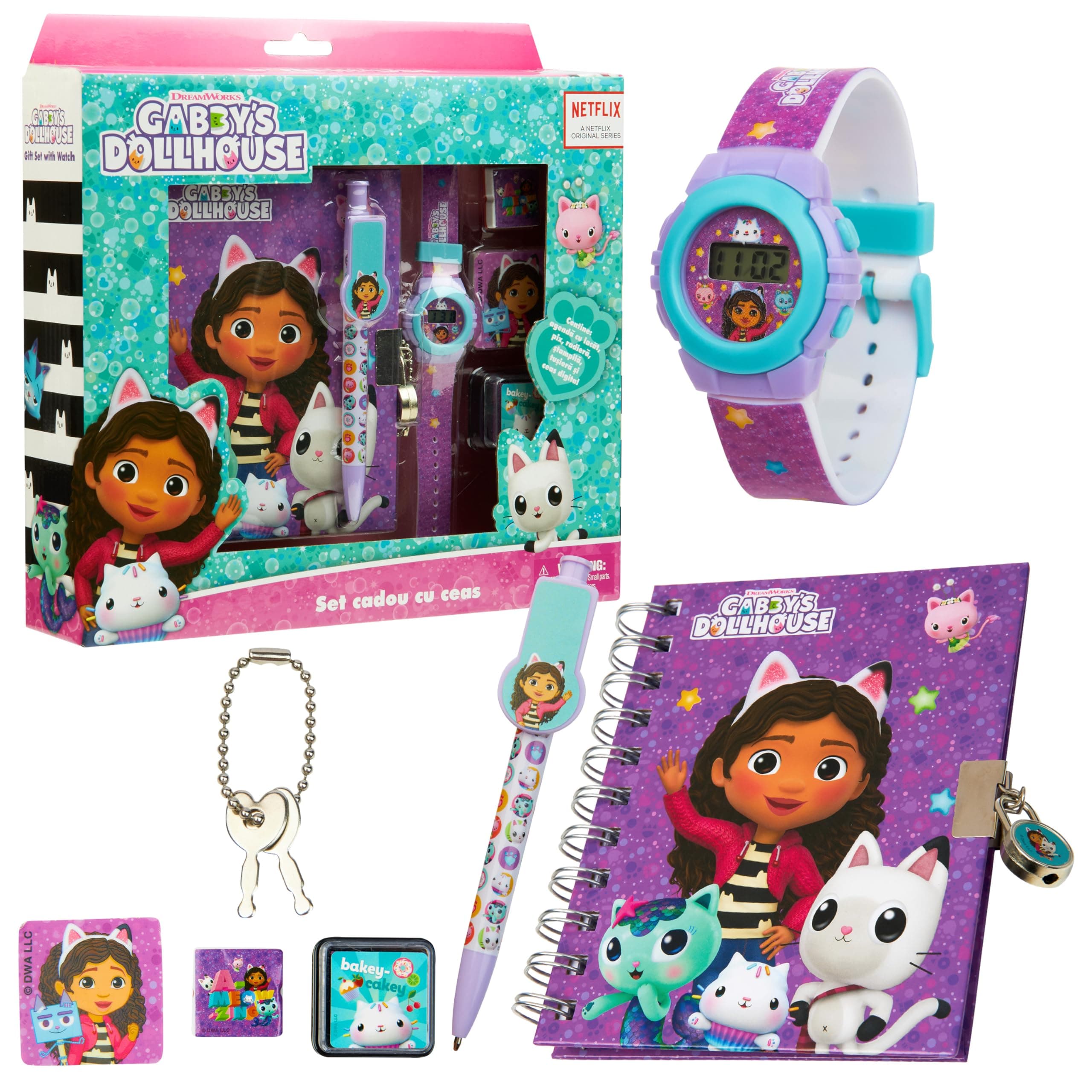 Gabby's Dollhouse Kids Watch and Accessories Set - Fun and Colourful Digital Watch - Cute Girls Gifts