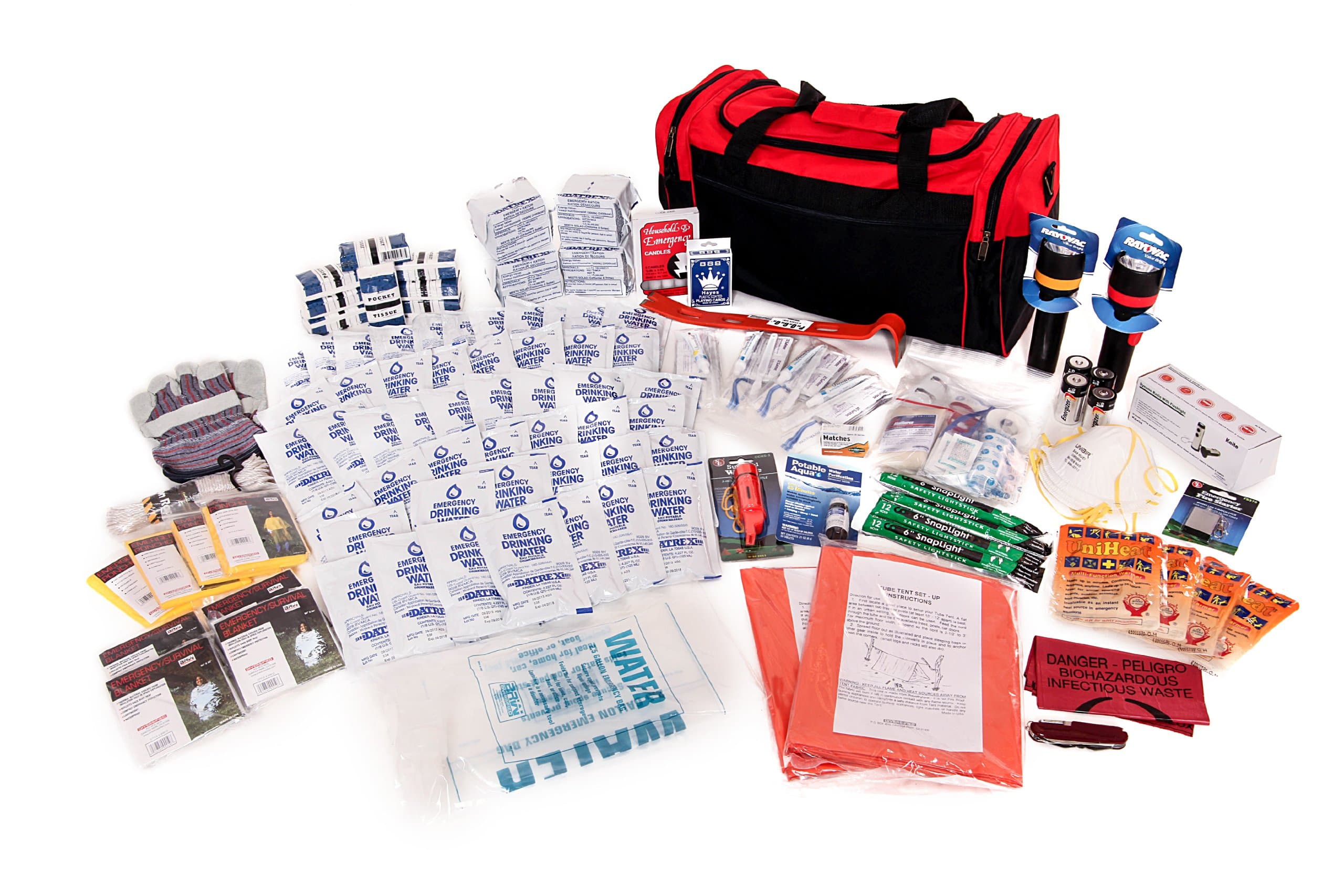 4 Person Survival Kit Deluxe - Prepare For Earthquake, Evacuation, Emergency Disaster Preparedness 72-Hour Kits for Home, Work, or Auto