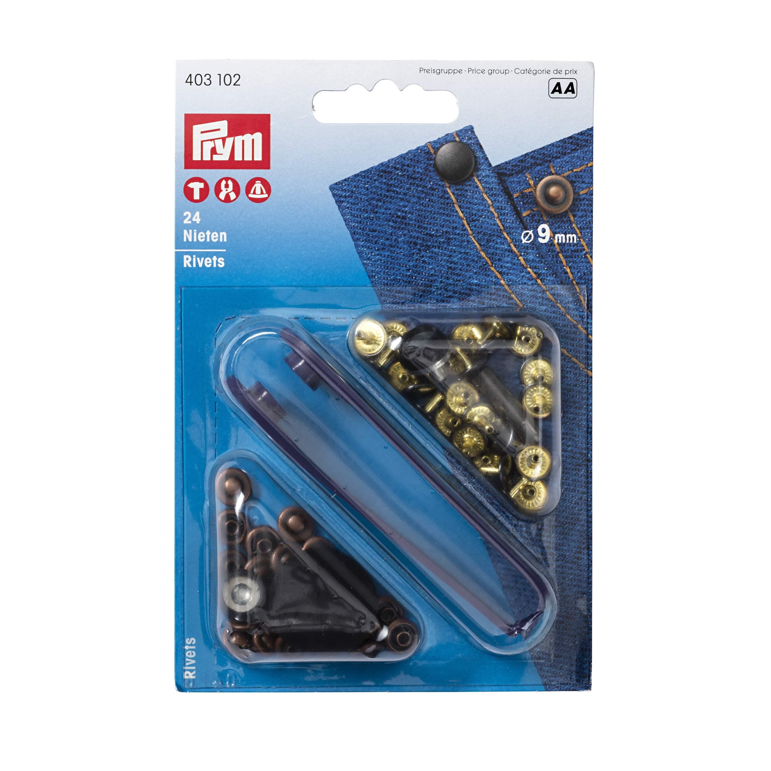 Prym Rivets Brass Antique Copper/Black Oxidized 9 mm