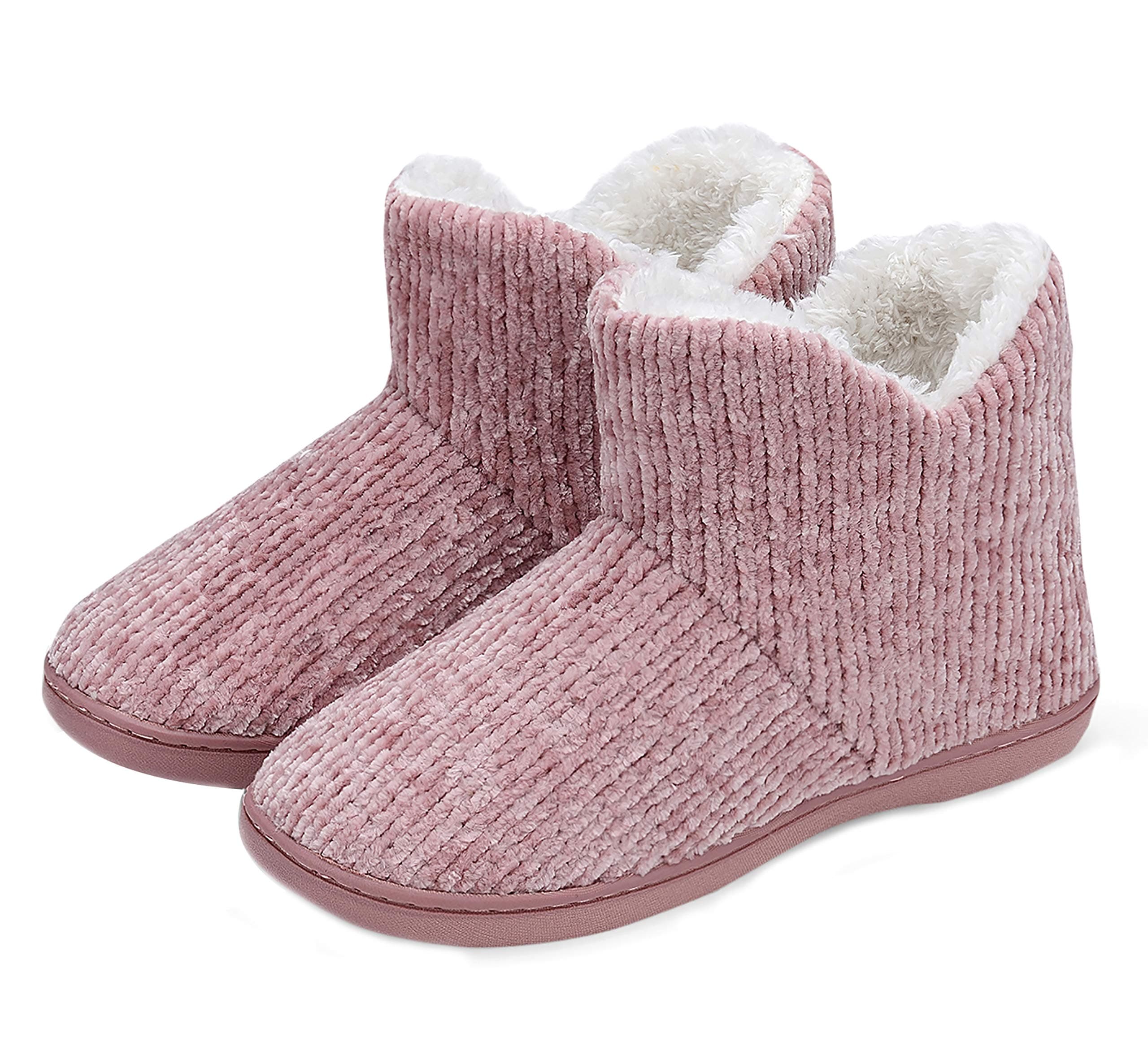 Women Warm Bootie Slippers Fluffy Plush Indoor Outdoor Winter Booty Slippers