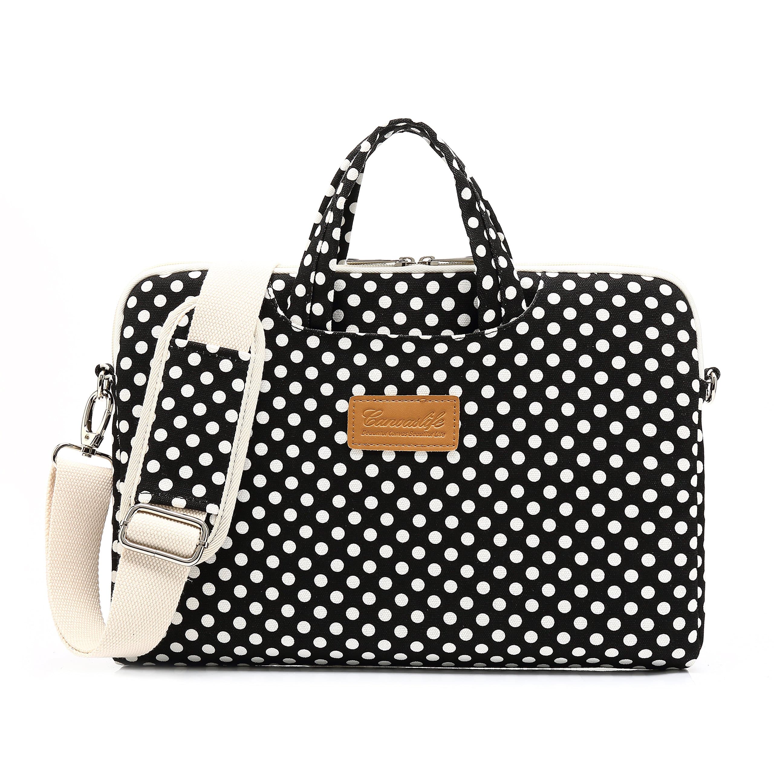 canvaslife Black dot Pattern 15 inch Waterproof Laptop Shoulder Messenger Bag Case With Rebound Bubble Protection for 14 inch-15.6 inch laptop 15 Case Bag