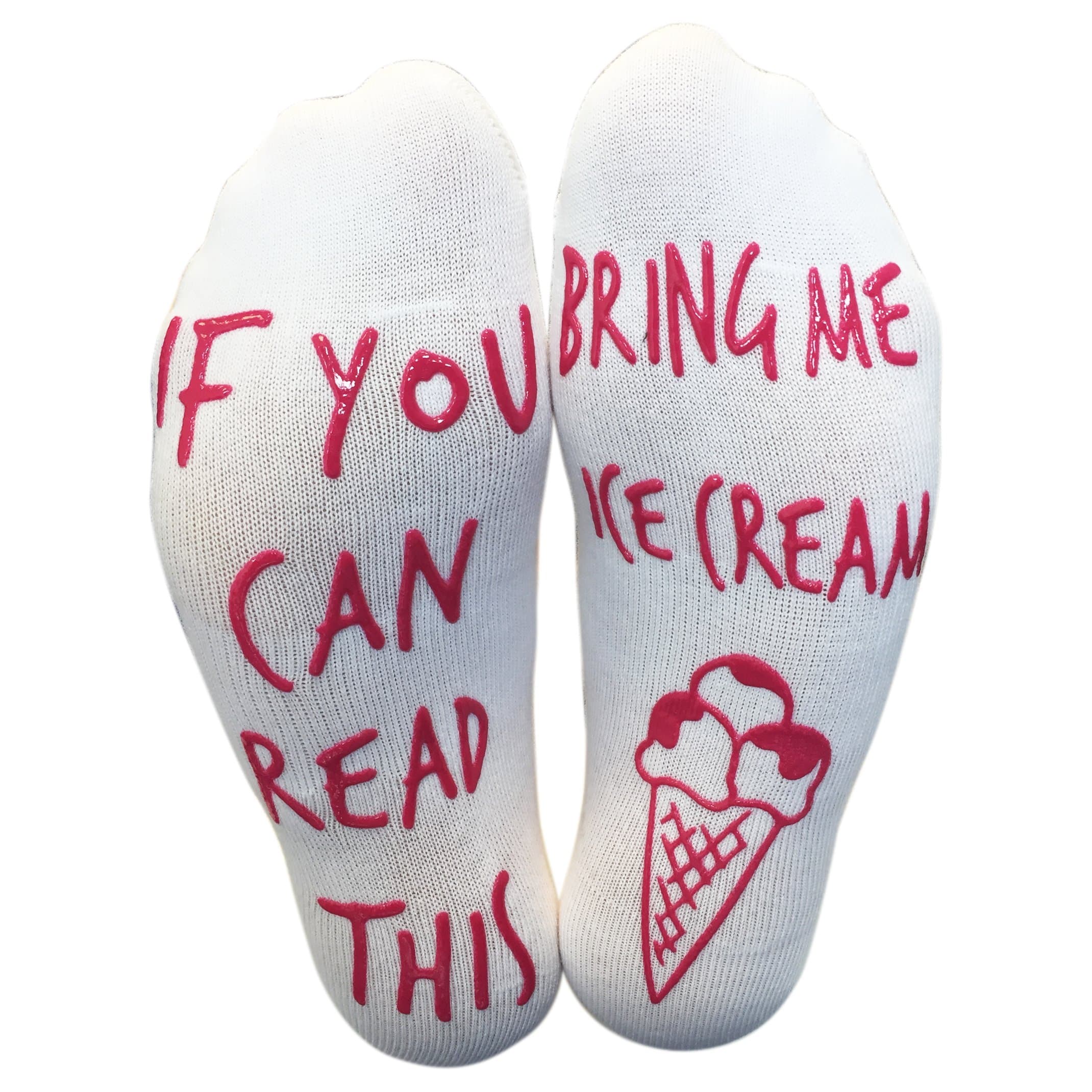 ''If You Can Read This, Bring Me Ice Cream" Funny Sock Gift For Ice Cream Lovers!
