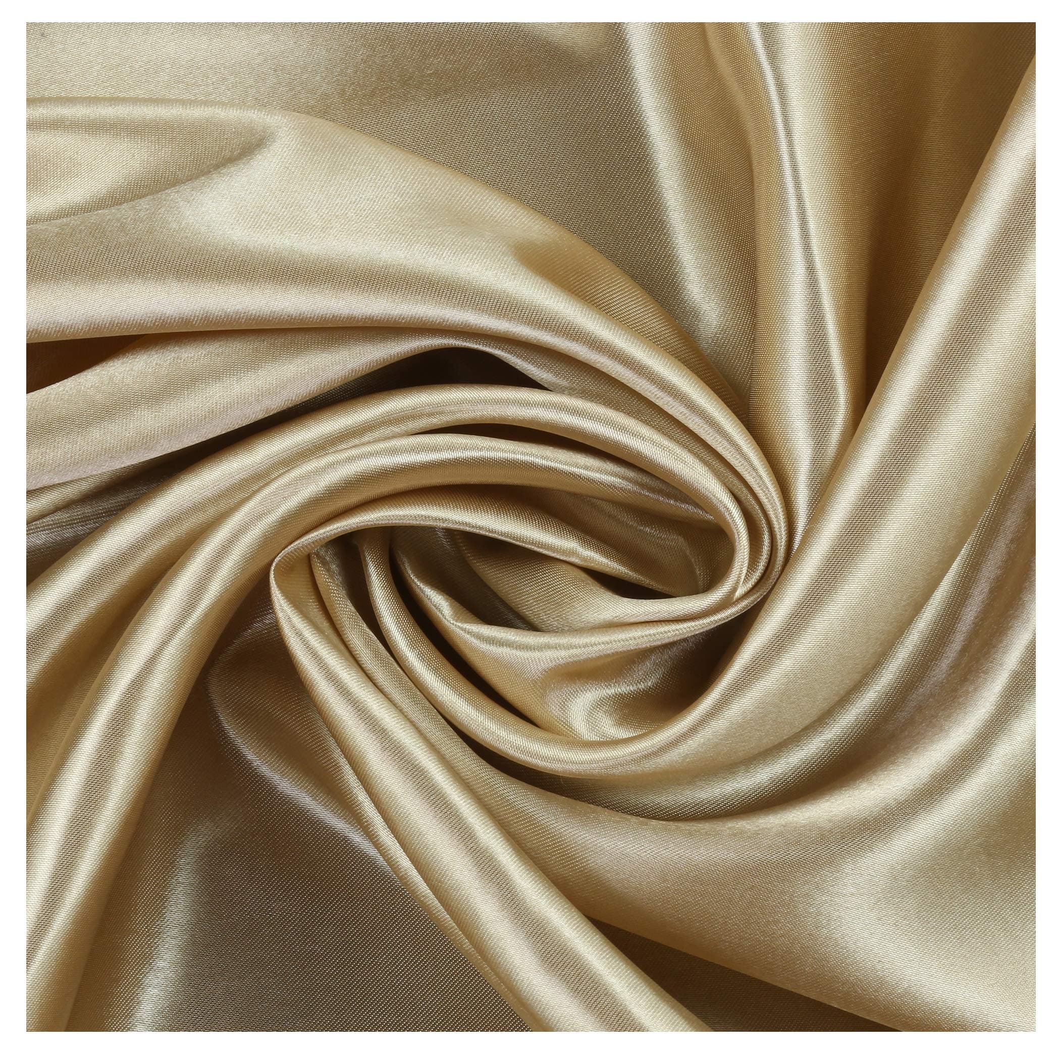 MDS Pack of 50 Yard Charmeuse Bridal Solid Satin Fabric for Thanksgiving Halloween Christmas Party Home Decorations Dress DIY Crafts Costumes Apparel Drapery Silky Satin 44" Wide -Champagne Gold