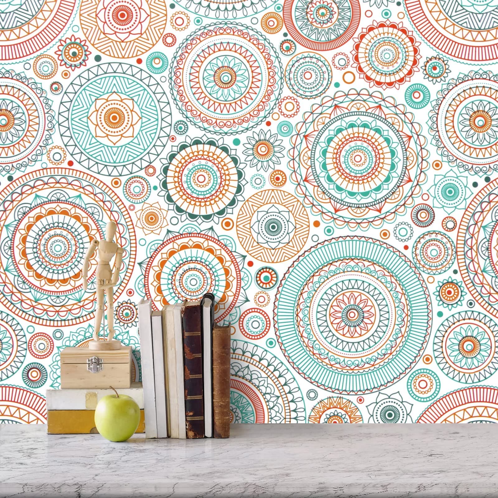 Wudnaye Boho Wallpaper Peel and Stick Wallpaper Boho Contact Paper for Cabinets 17.7 inch × 118 inch Colorful Removable Contact Paper Classroom Wallapepr Self Adhesive Decorative Wall Paper Vinyl