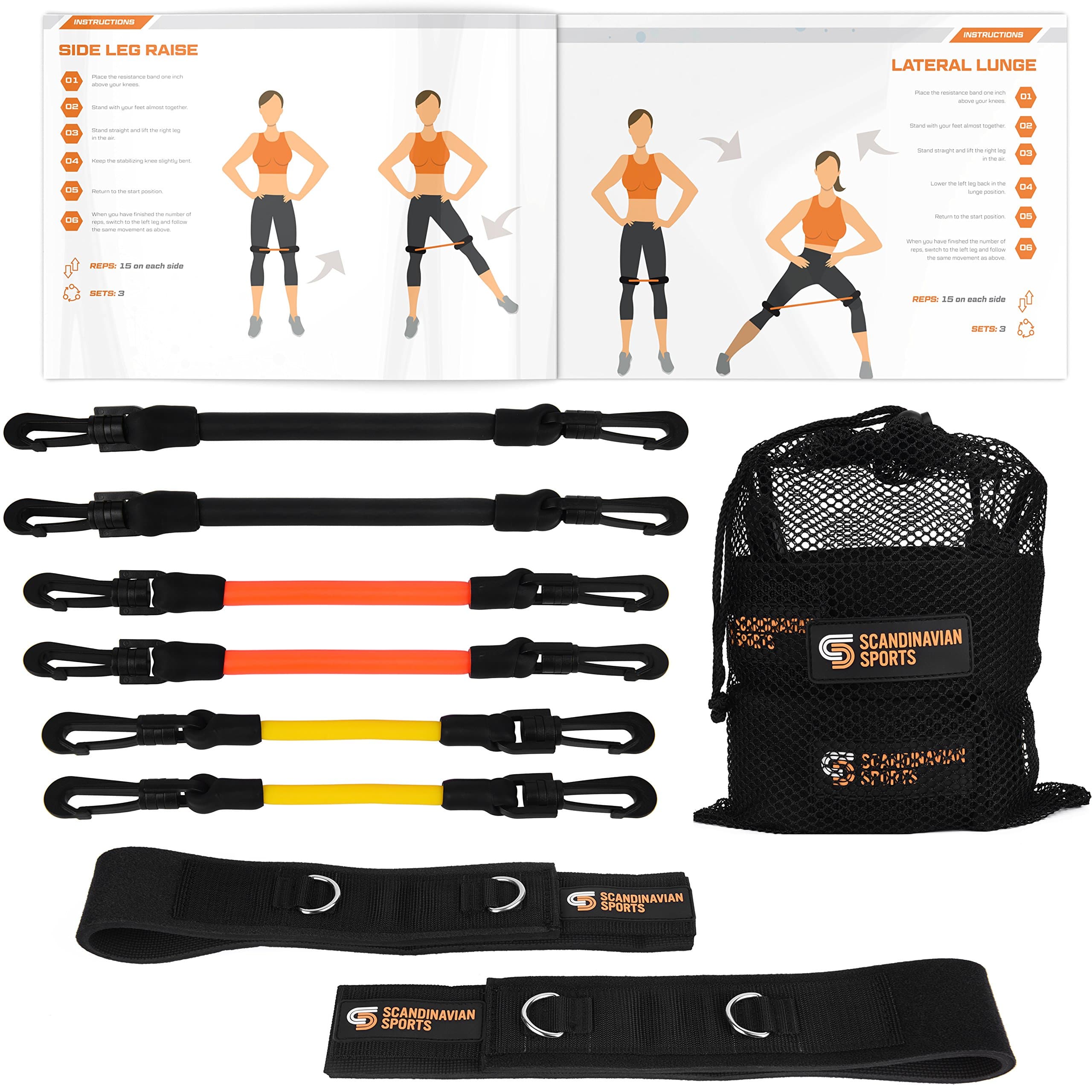 Leg Resistance Bands – Agility & Speed Bands Training Set – Running Training Equipment for Increased Leg/Muscle Strength, Speed Level, Quickness Bonus Folder with 12 Workout Exercises