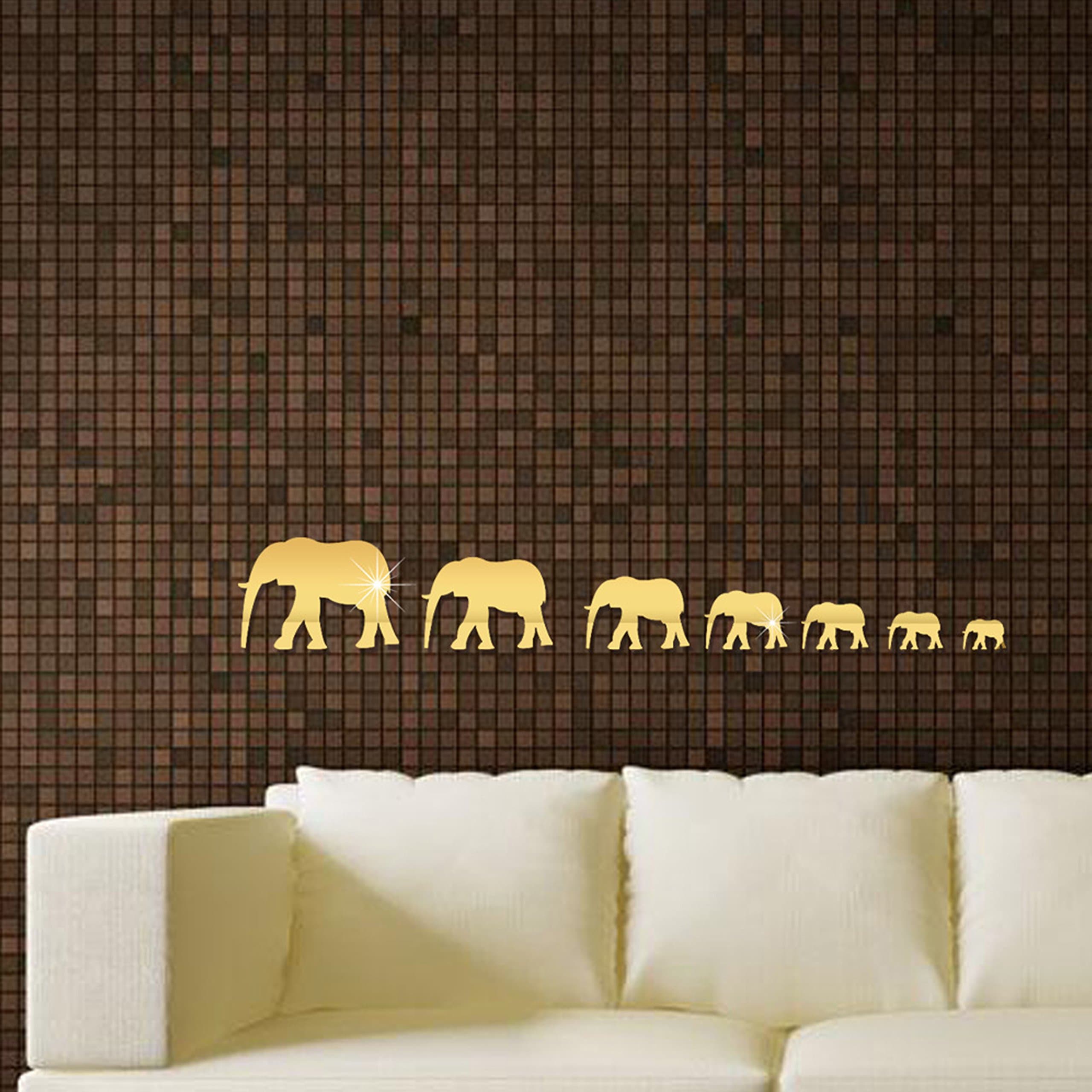 GoldenCart Mirror Wall Decor I Wall Stickers I 3D Elephants Mirror Decal I Mirror Wall Art Accents I Acrylic Fashion Mural for Kids Room Nursery Pre-schooI I Peel & Stick I DIY I Removable (Elephants)