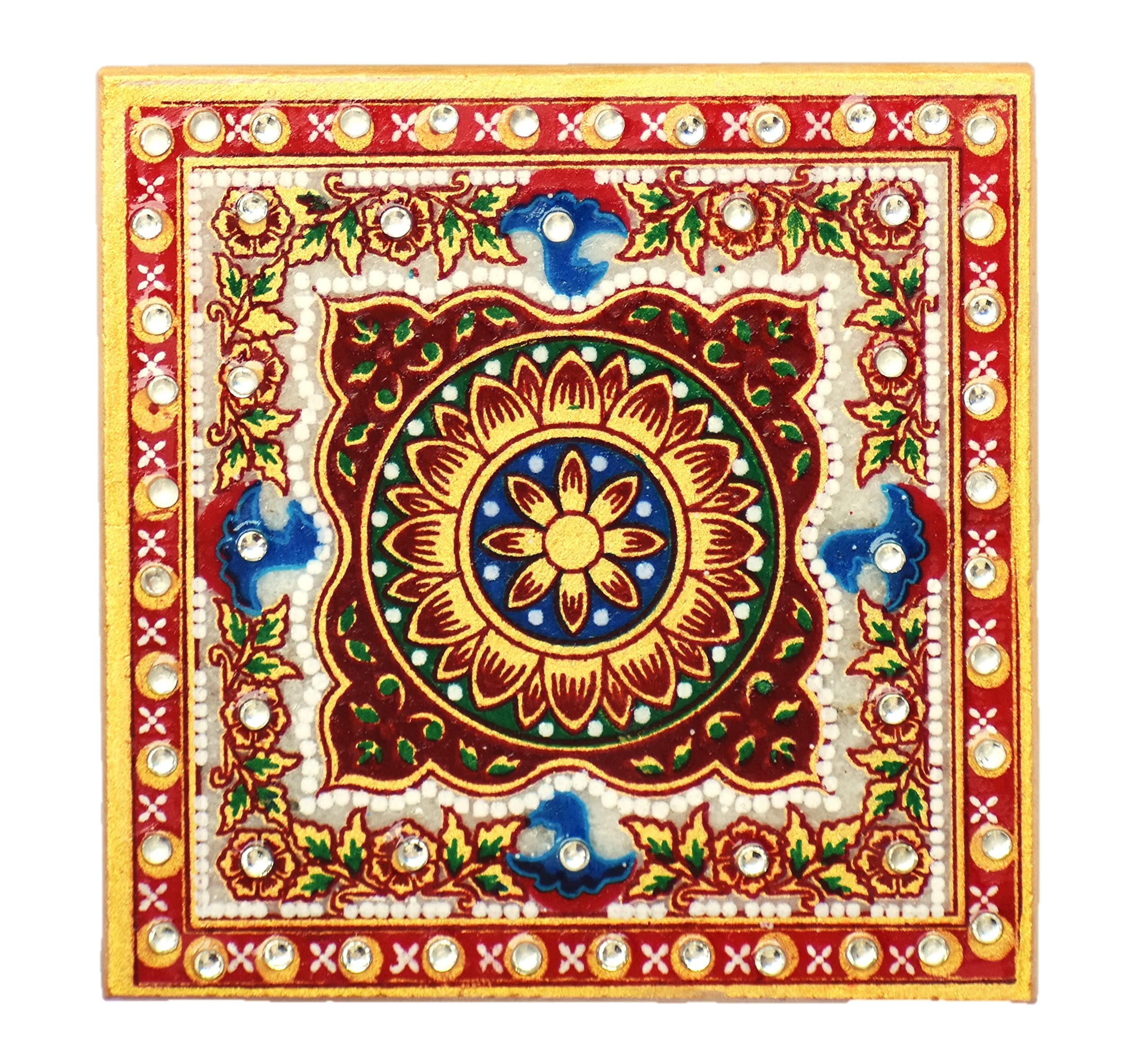 Mander Small Designer Marble Chowki (4 x 4 Inch)