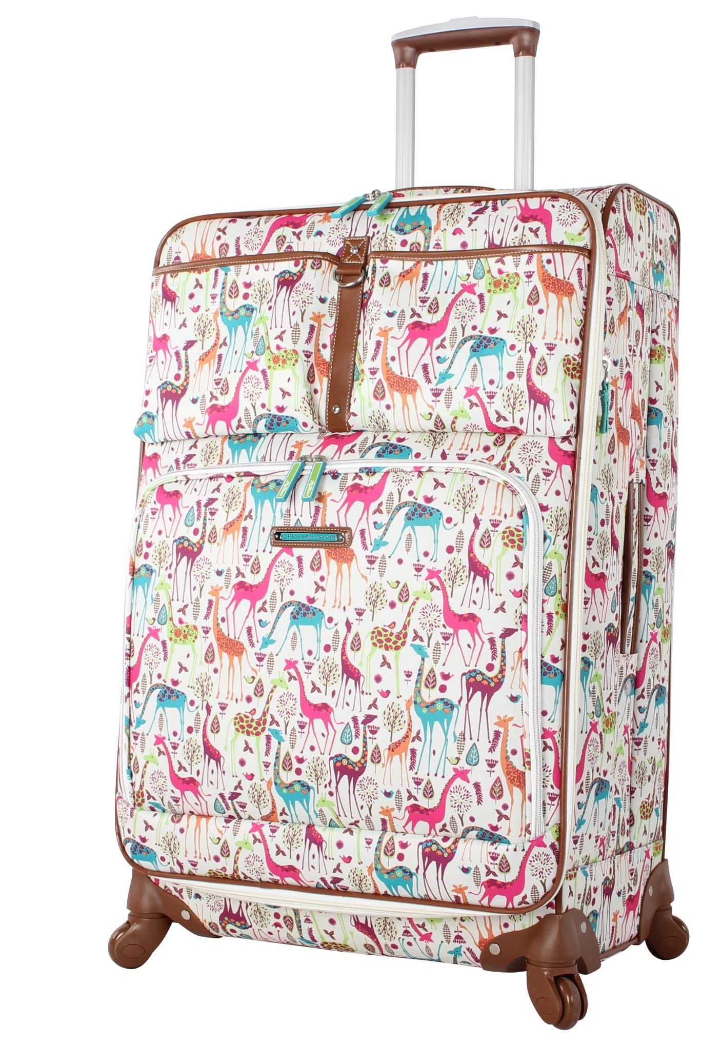 Design Pattern 28" Luggage Softside Expandable With Double Spinner Wheels, Large Lightweight Suitcase Checked Bag For Women