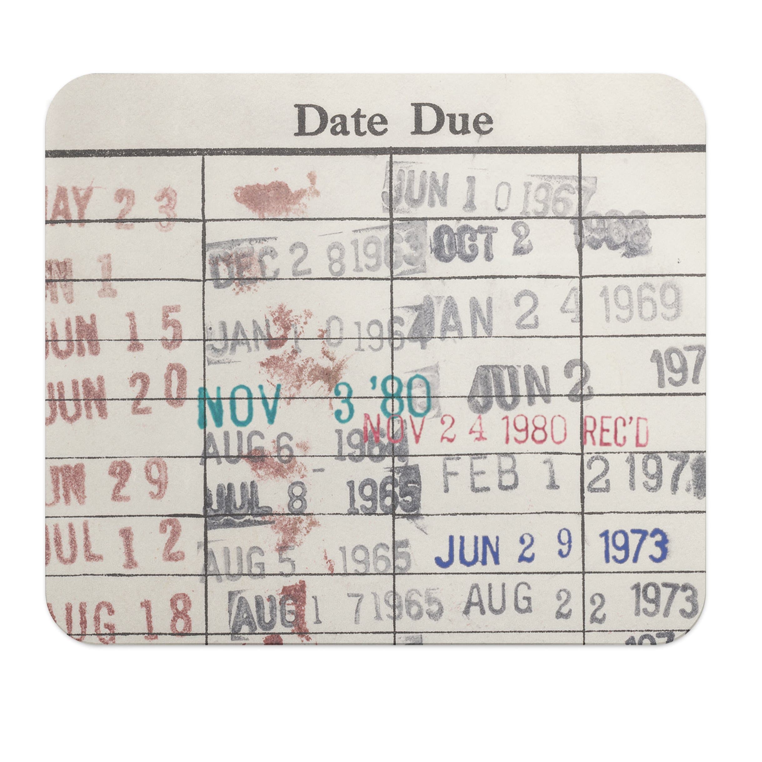 Library Book Checkout Card Neoprene Mouse Pad - Unique Gift for Readers and Book Lovers