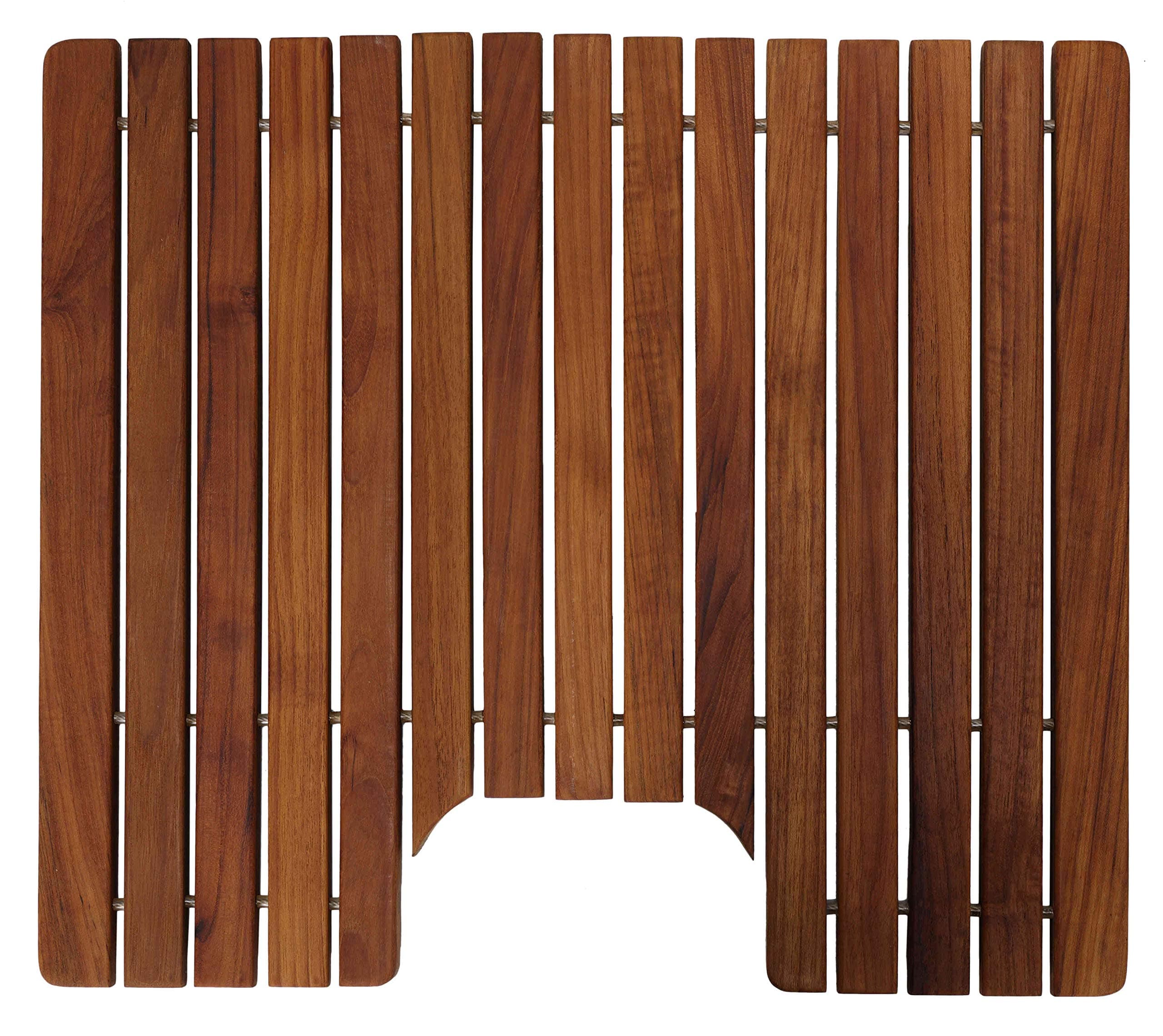 Bare Decor Peter Genuine Solid Teak Wood Toilet Mat, 20x20