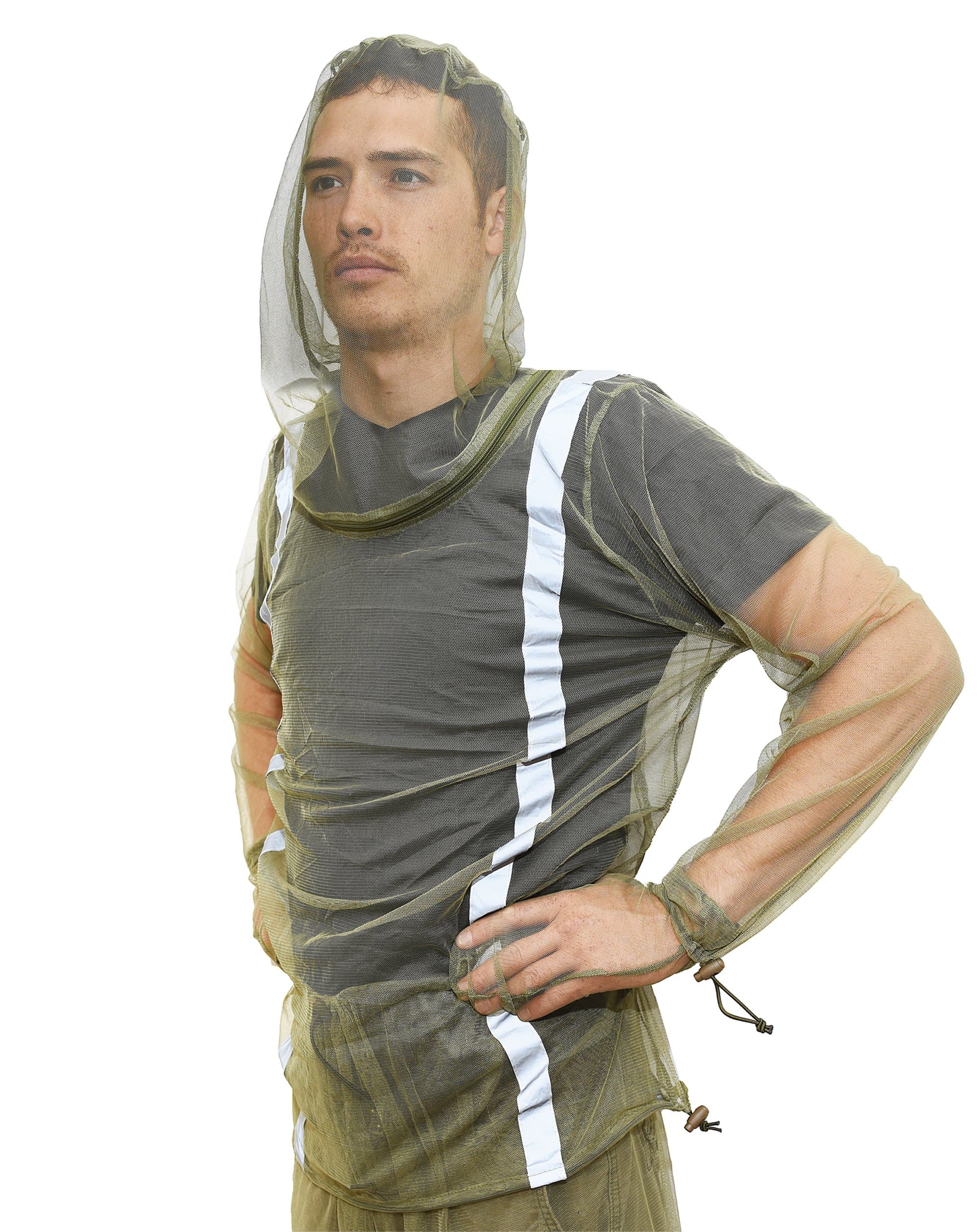 Mosquito Bug Net Jacket with Reflectors, Pants and Mitt's Mosquito Suit Bug Suit with Zipper on Hood for Camping Hiking and Yard Work, for Bug Mosquito Protection with Small Carrying Pouch