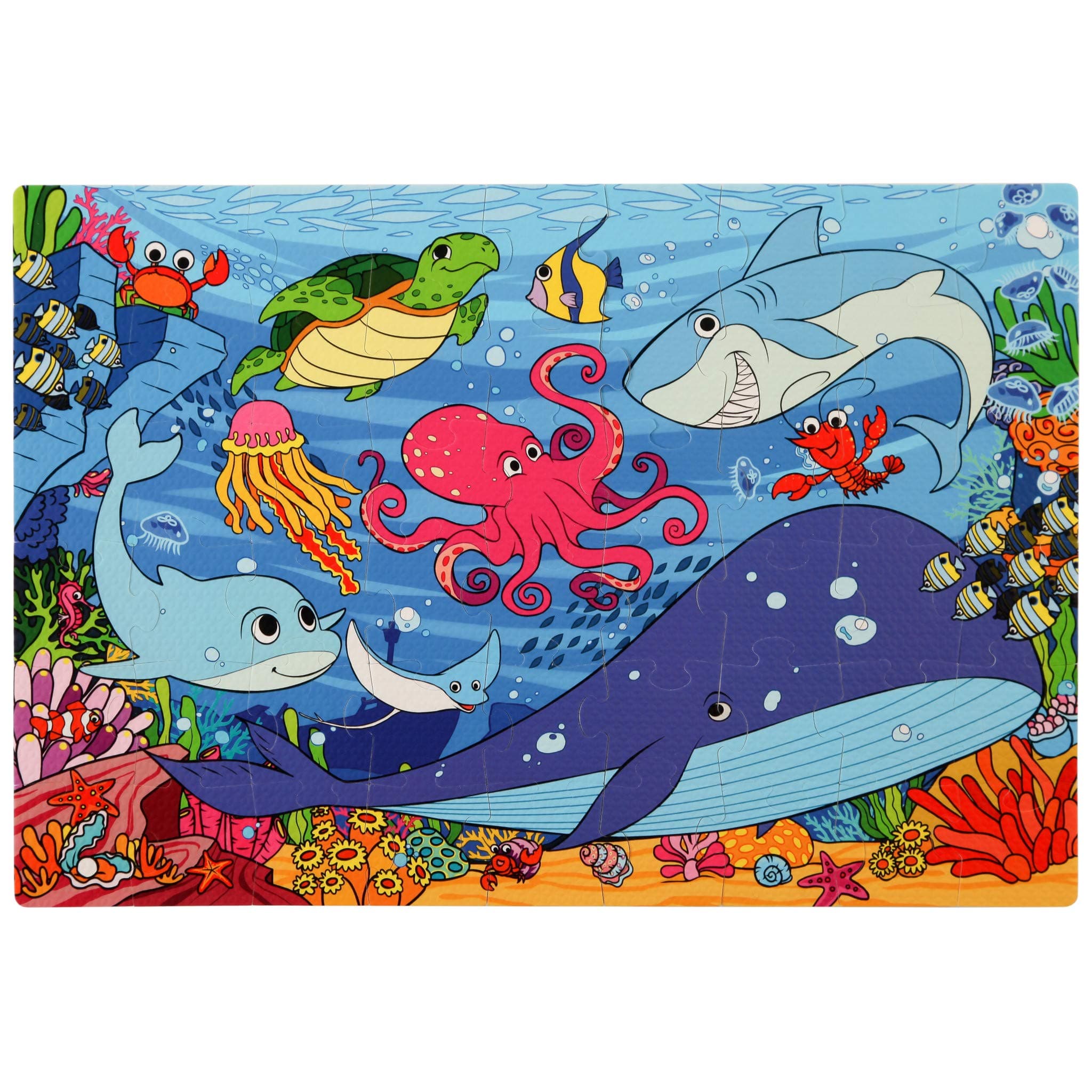 Under The Sea Foam Floor Puzzle - 54 Soft Pieces - 12x18 Inches Mat - Quality Jigsaw Puzzle for Preschoolers and Toddlers - Fun and Vibrant Image of Animals Underwater