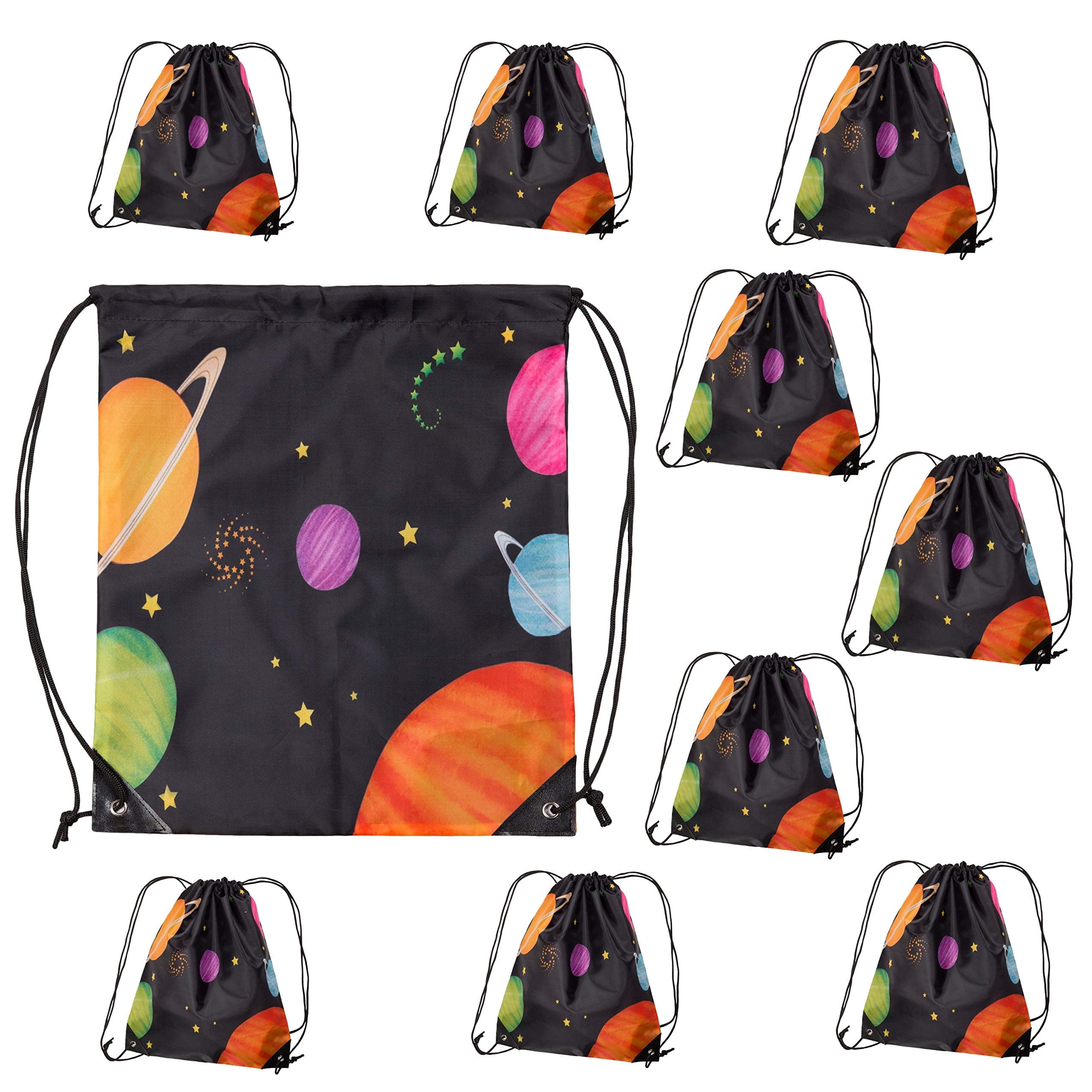 Outer Space Party Supplies 10 Pack Draw String Solar System Backpacks Birthday Treat Bags Galaxy