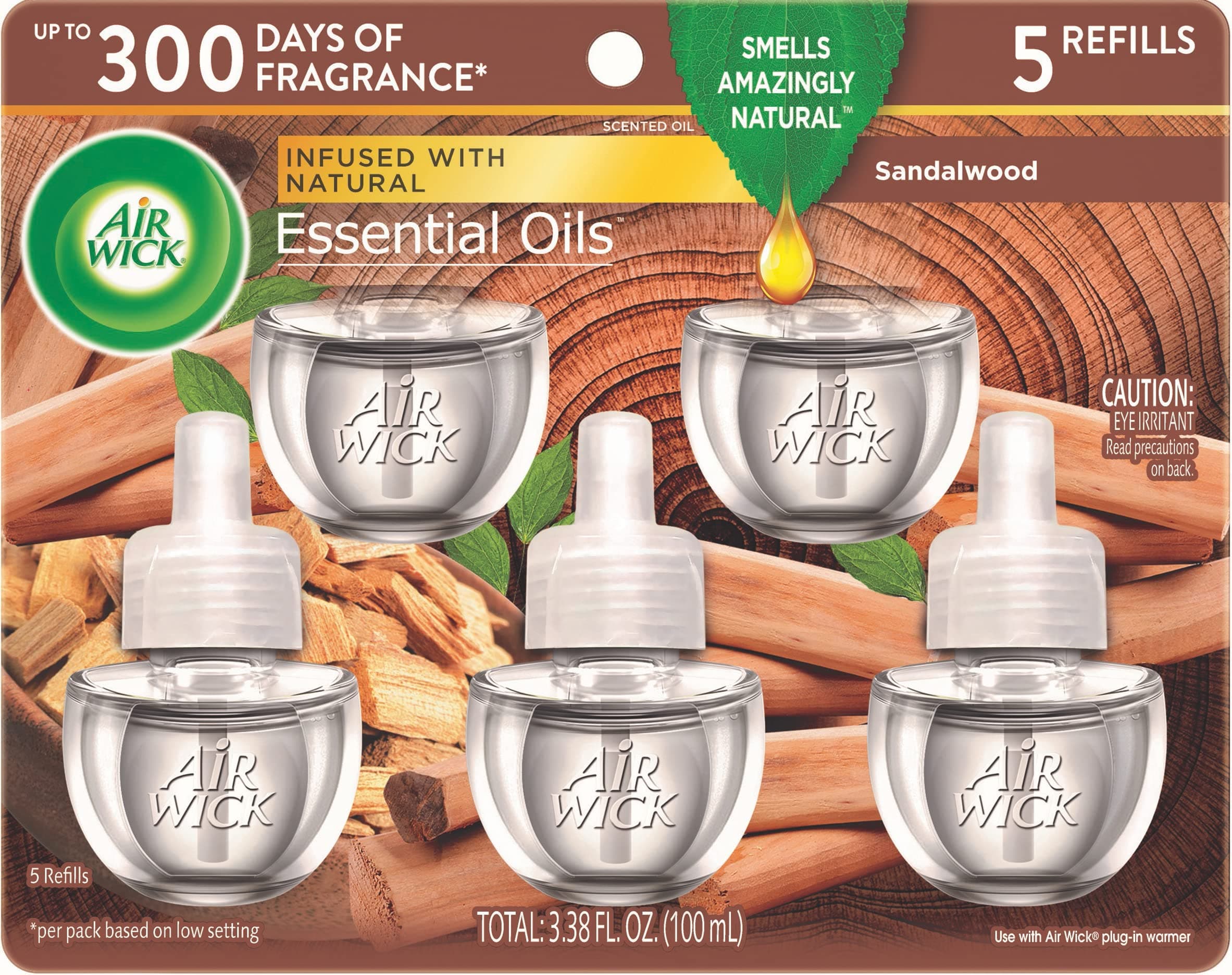 Plug in Scented Oil Refill, 5 ct, Sandalwood , Air Freshener, Essential Oils