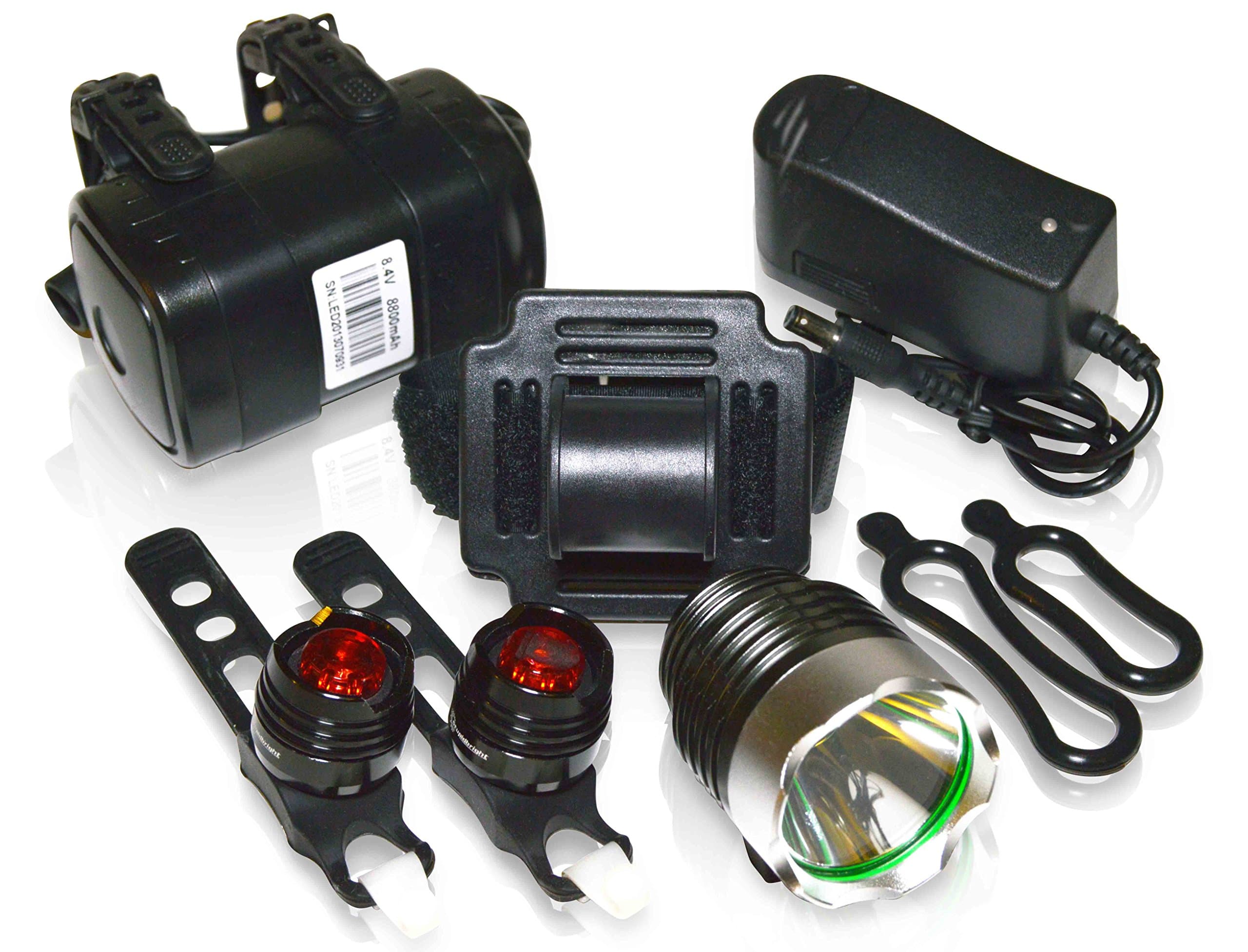 SB1v2 Front & Rear LED Bike Light Set 900 Lumen 19 Hours MAX Rechargeable Battery Bicycle & Head Mount