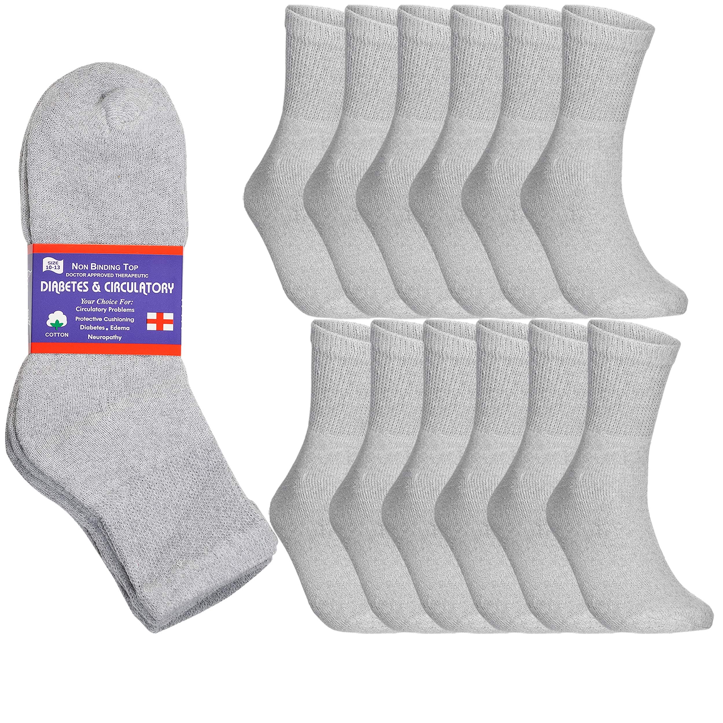 Special Essentials Diabetic Socks for Men & Women – 12 Pairs of Non-Binding Moisture-Wicking Neuropathy Socks – Ankle Length