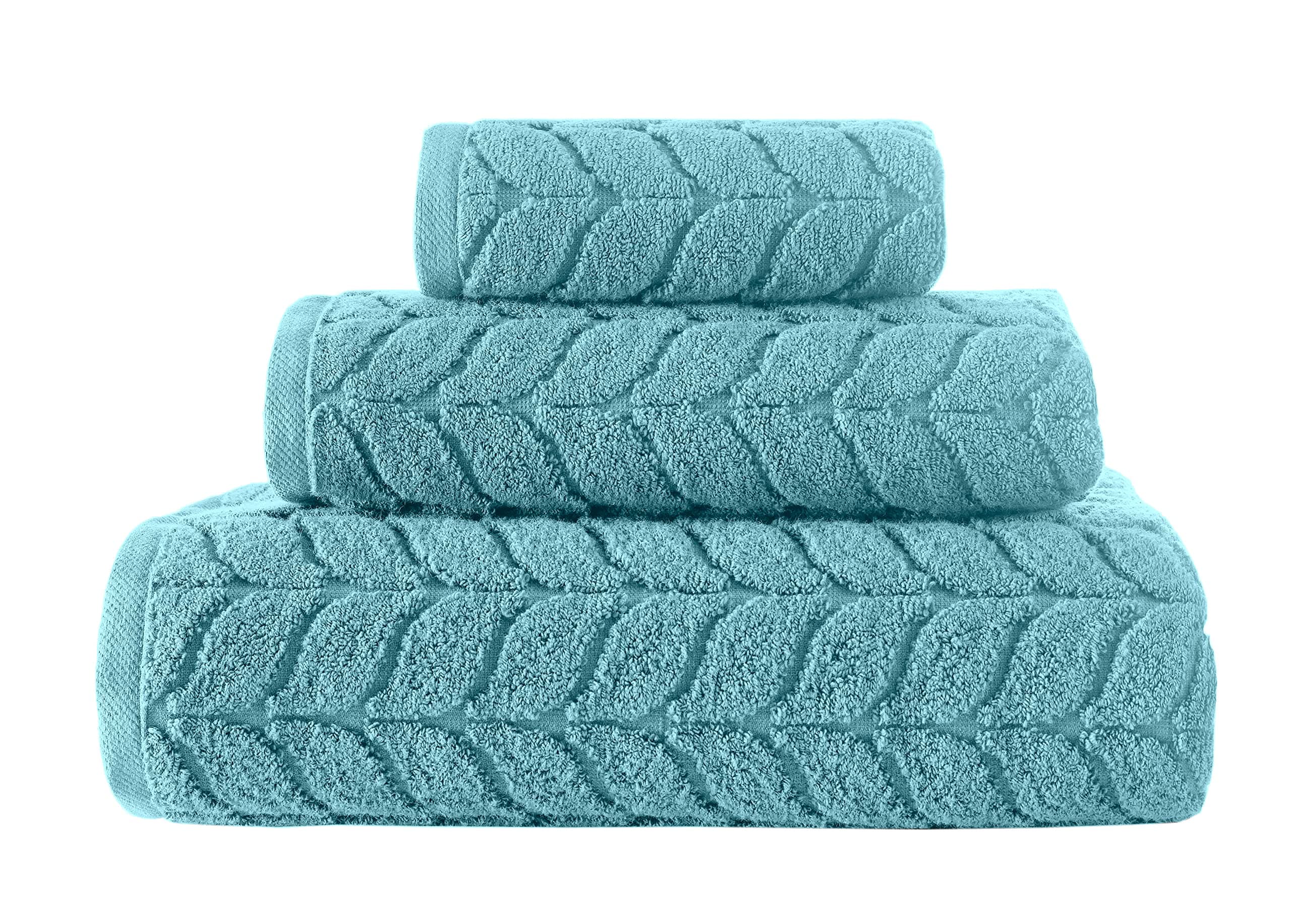 BAGNO MILANO Turkish Bath Towels, Soft Plush Jacquard Luxury Bath Towels, Quick Dry Towel Set (Light Green, 8 pcs Towel Set)