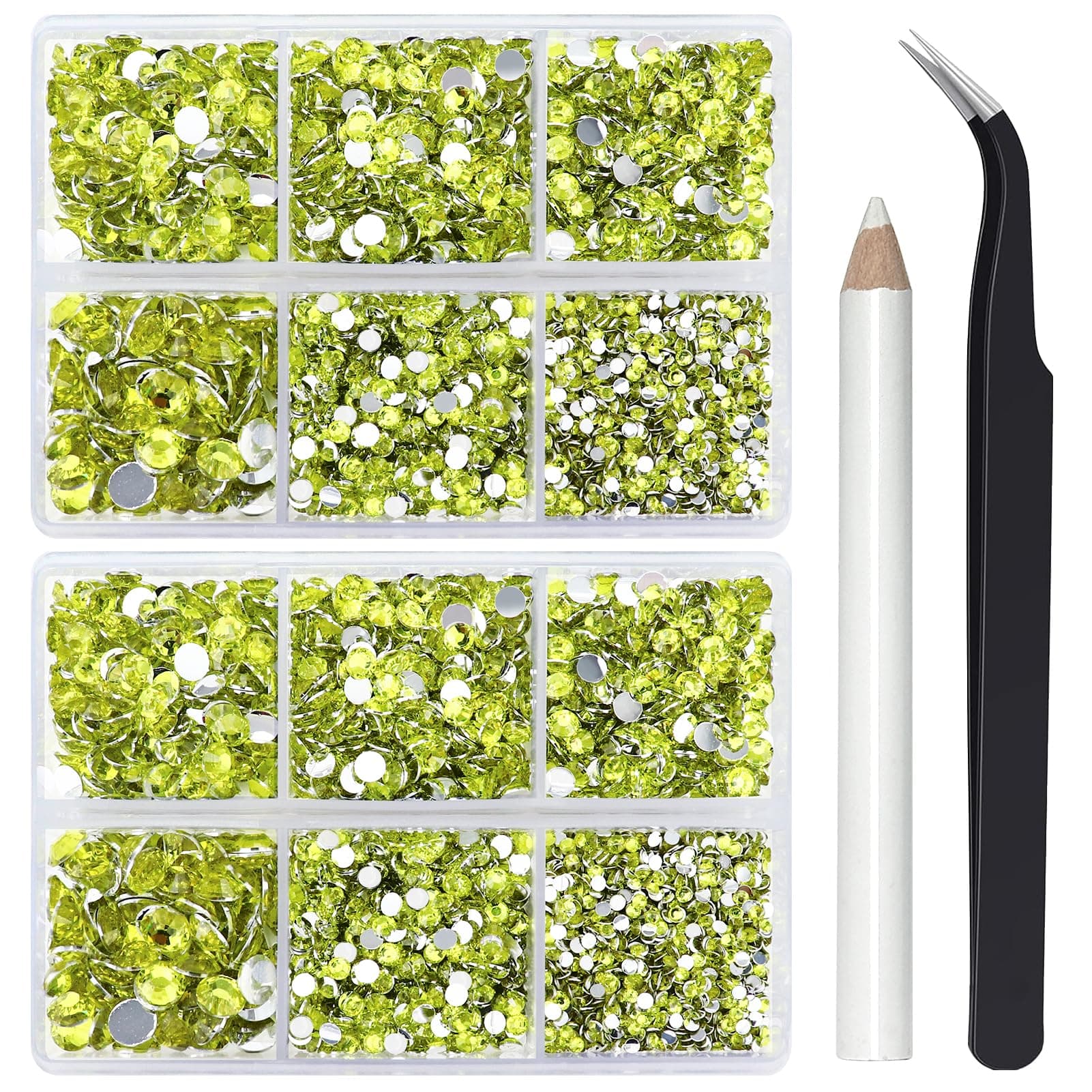 Briskbloom 10000PCS Yellow Rhinestones for Crafts Shoes Clothes Tumblers, Lemon Yellow Flatback Rhinestone for Nails Body Art, Citrine Diamond Bedazzling Kit, Mix 2/3/4/5/6mm Glue Fix Rhinestone Gems