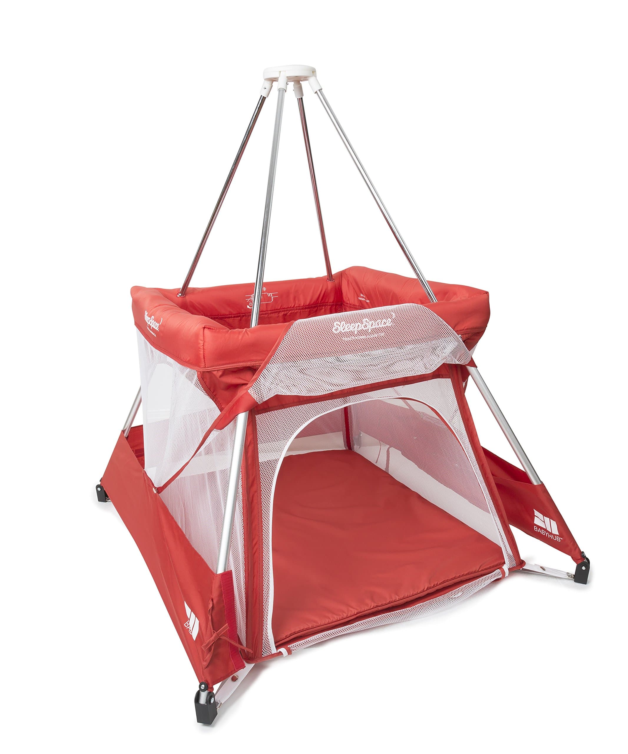 BabyHub Sleepspace Travel Cot With Mosquito Net and Teepee in Ruby